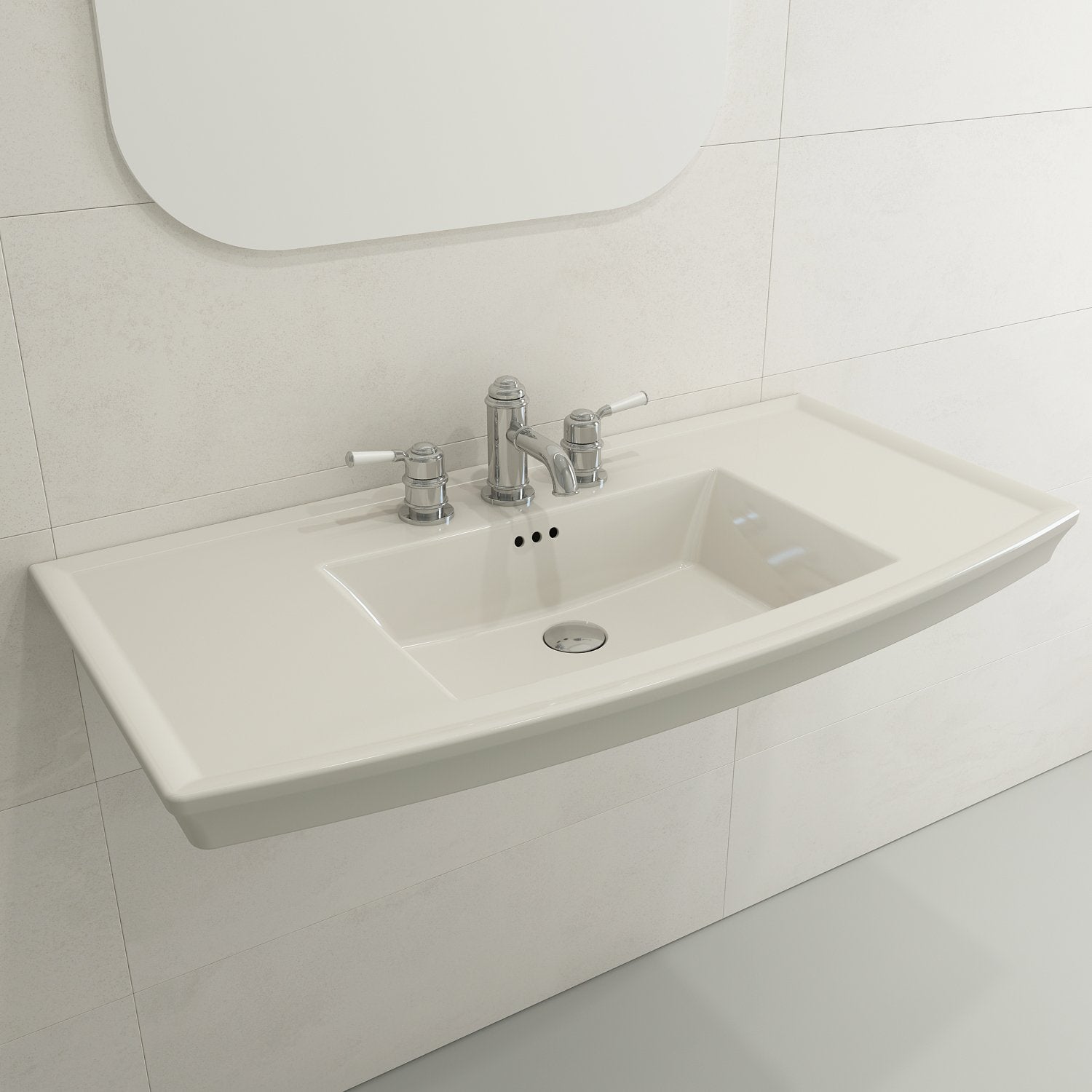 Lavita Wall-Mounted Console Sink Fireclay 40 in. 3-Hole with Overflow 1168