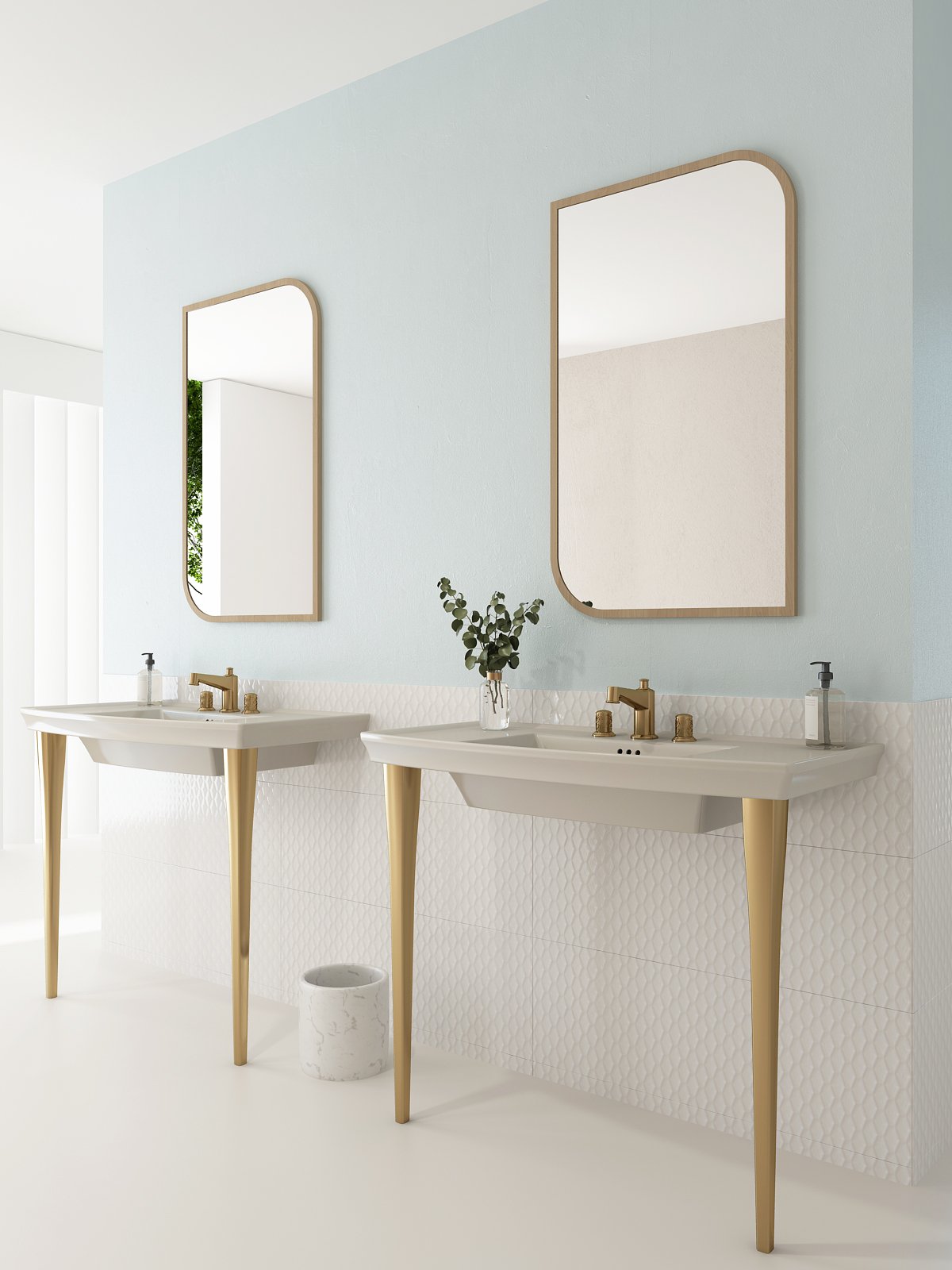 Lavita Wall-Mounted Console Sink Fireclay 40 in. 3-Hole with Overflow 1168