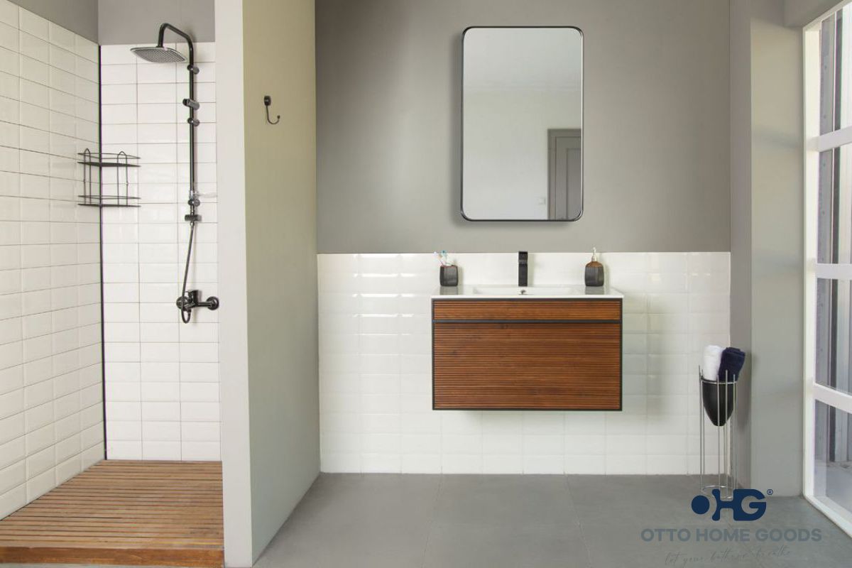 Urban 36" Walnut Floating Bathroom Vanity with Porcelain Top
