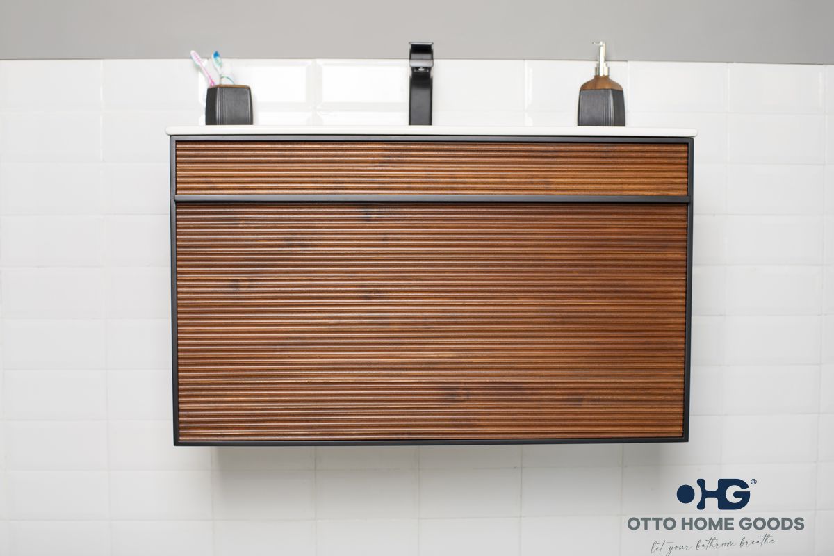 Urban 36" Walnut Floating Bathroom Vanity with Porcelain Top