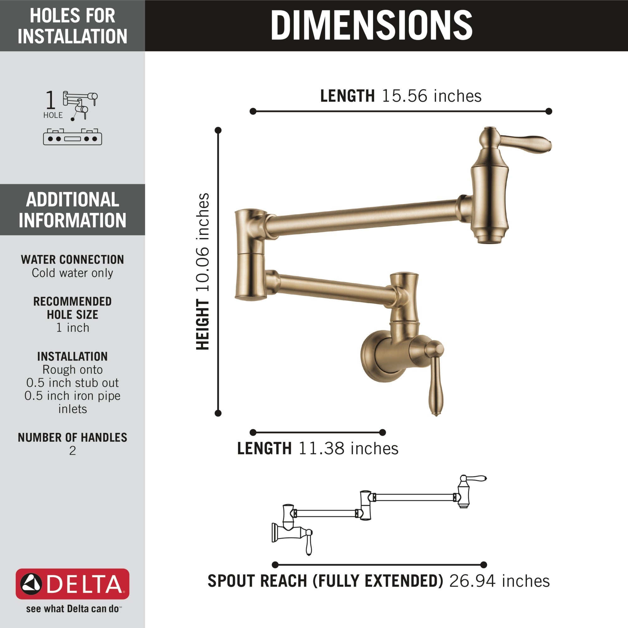 Delta Other Traditional Wall Mount Pot Filler
