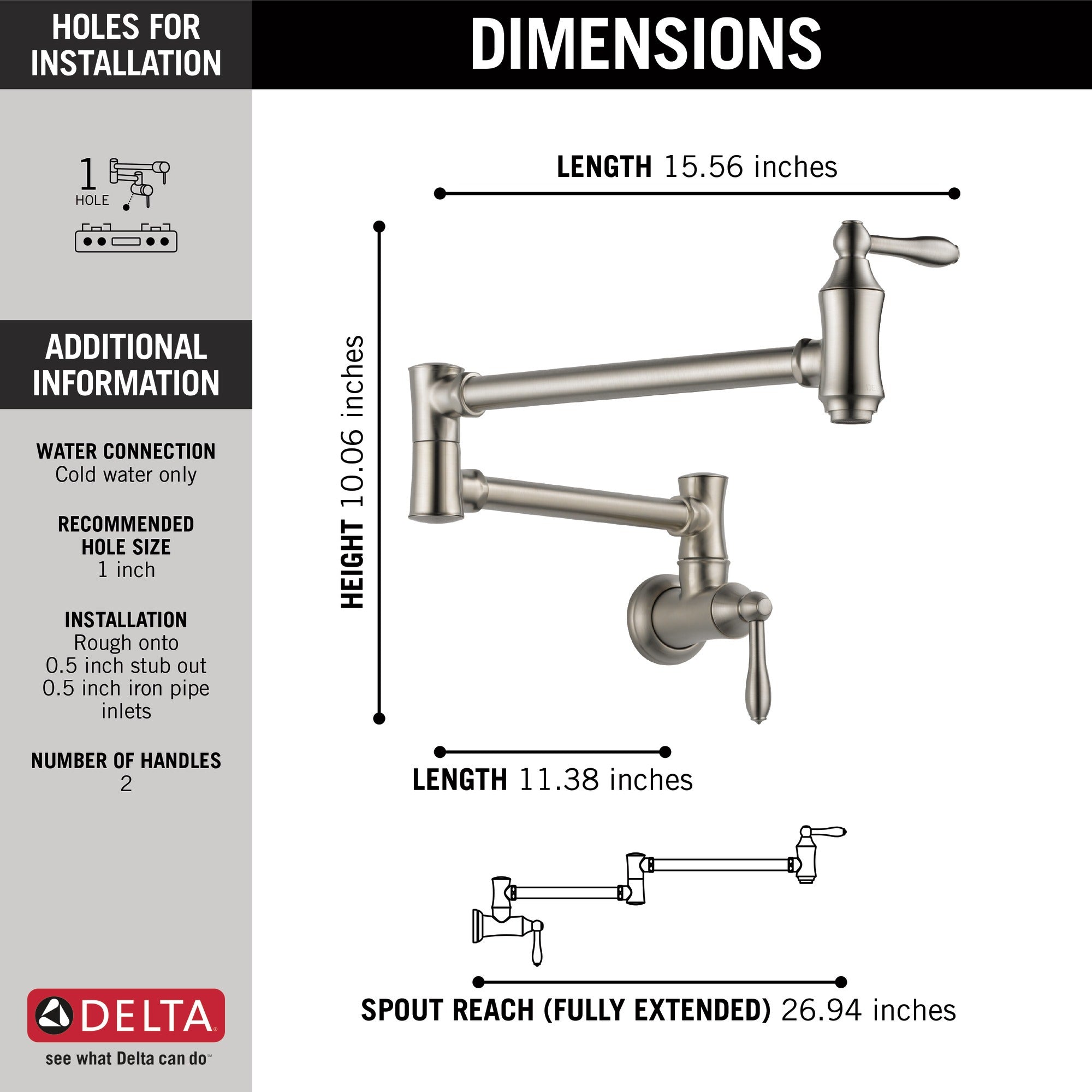 Delta Other Traditional Wall Mount Pot Filler