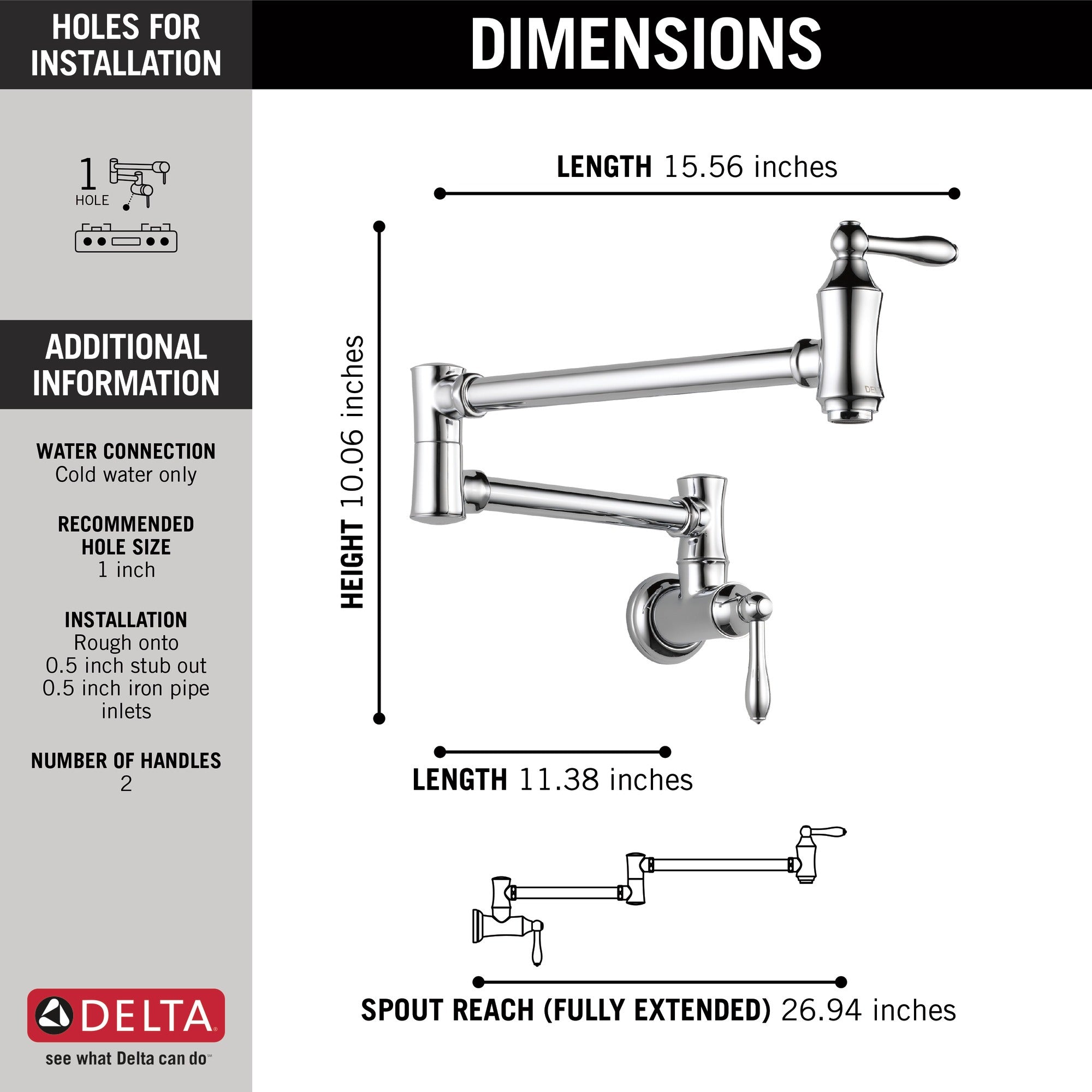 Delta Other Traditional Wall Mount Pot Filler