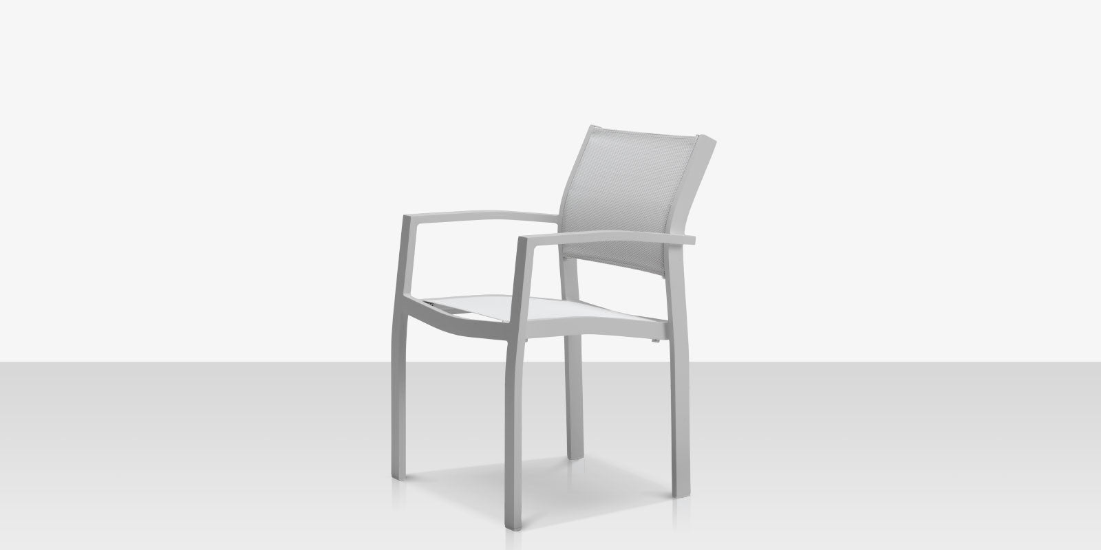 Fusion Dining Arm Chair Kessler Silver Frame / Cloud Gray Sling