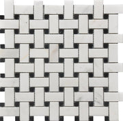 Roca Rockart – Black & White Basket Weave (12"x12" Marble Mosaic)