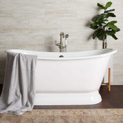 MAIDSTONE Shailee 66 Inch Cast Iron Double Slipper Pedestal Tub - White