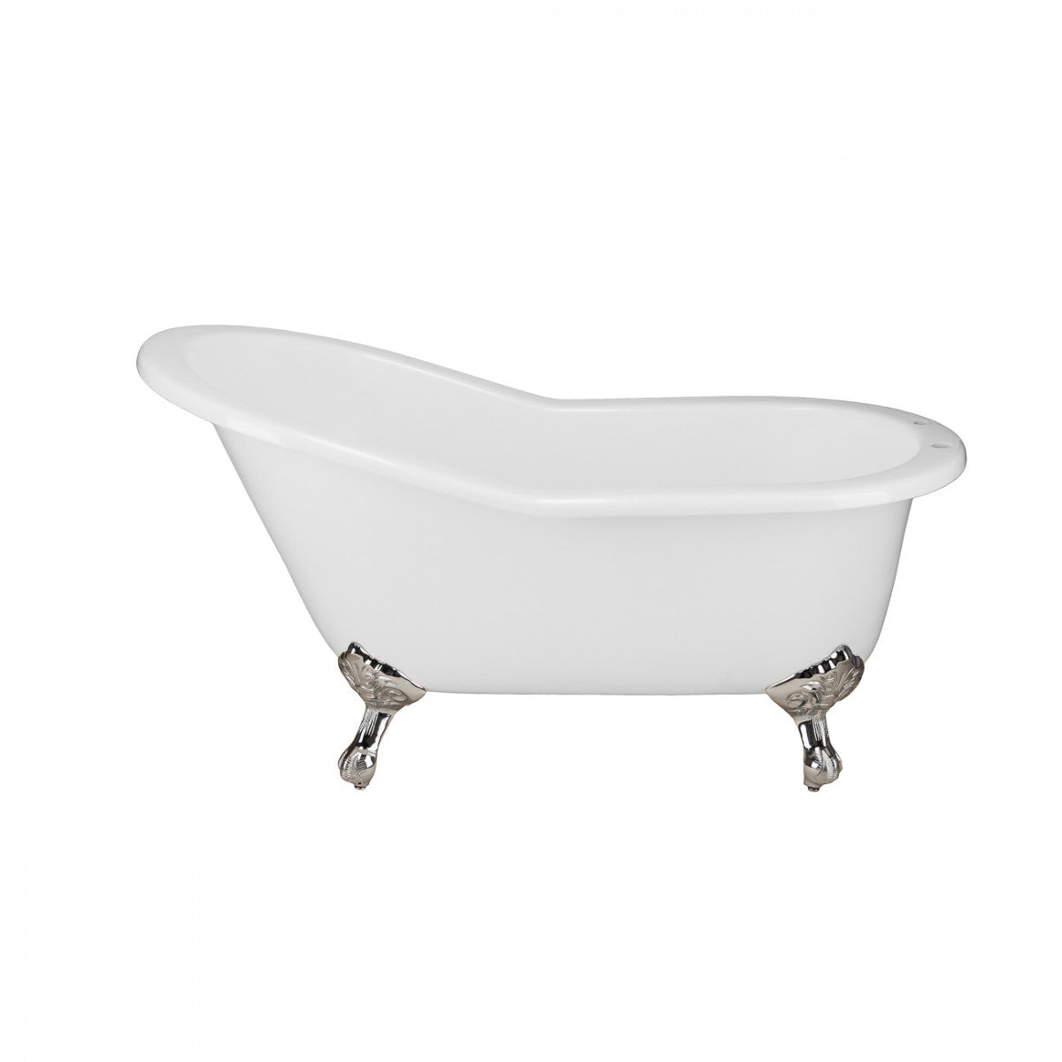 MAIDSTONE Imperial 62 Inch Cast Iron Slipper Clawfoot Tub - Flat Rim - Rim Faucet Drillings