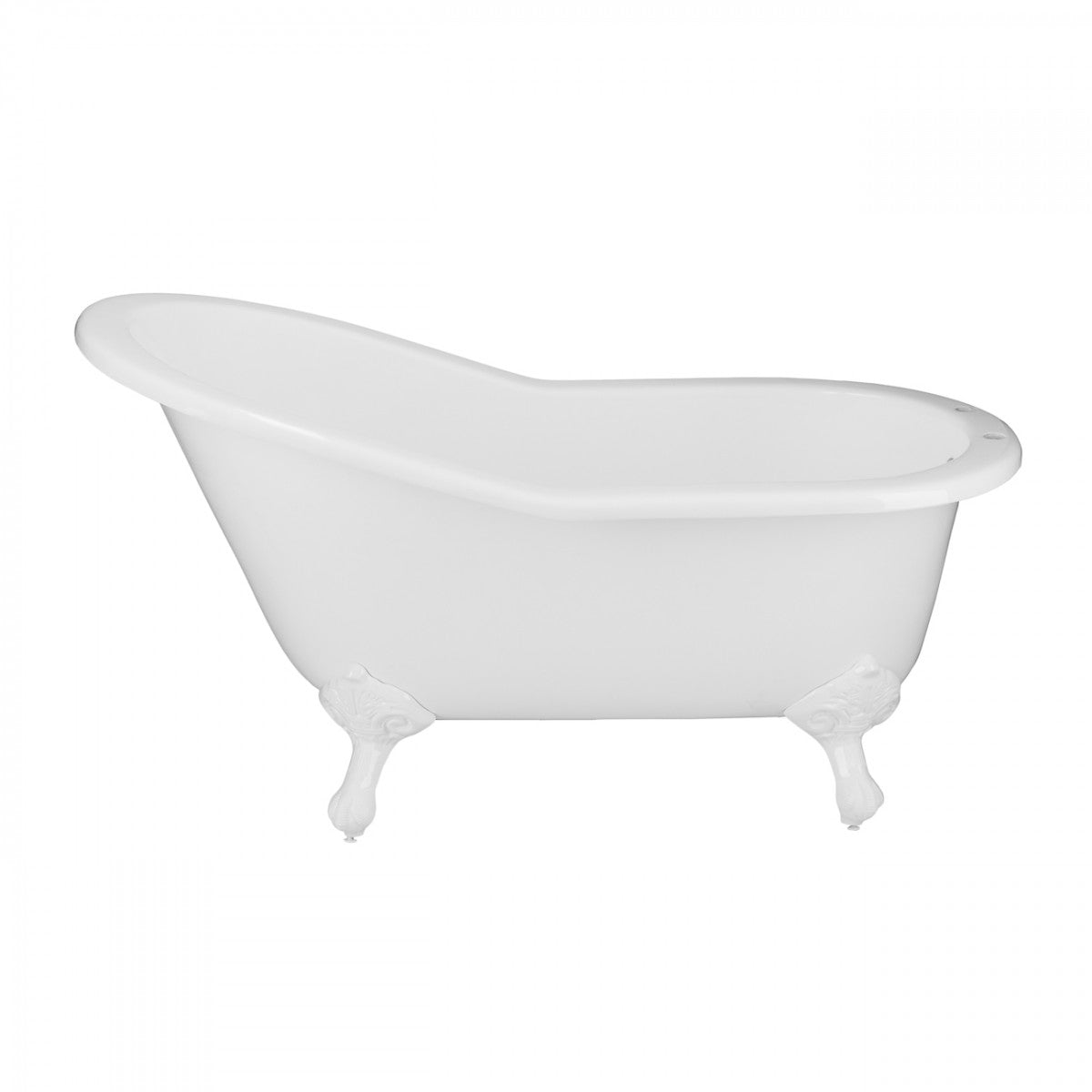 MAIDSTONE Imperial 62 Inch Cast Iron Slipper Clawfoot Tub - Flat Rim - Rim Faucet Drillings