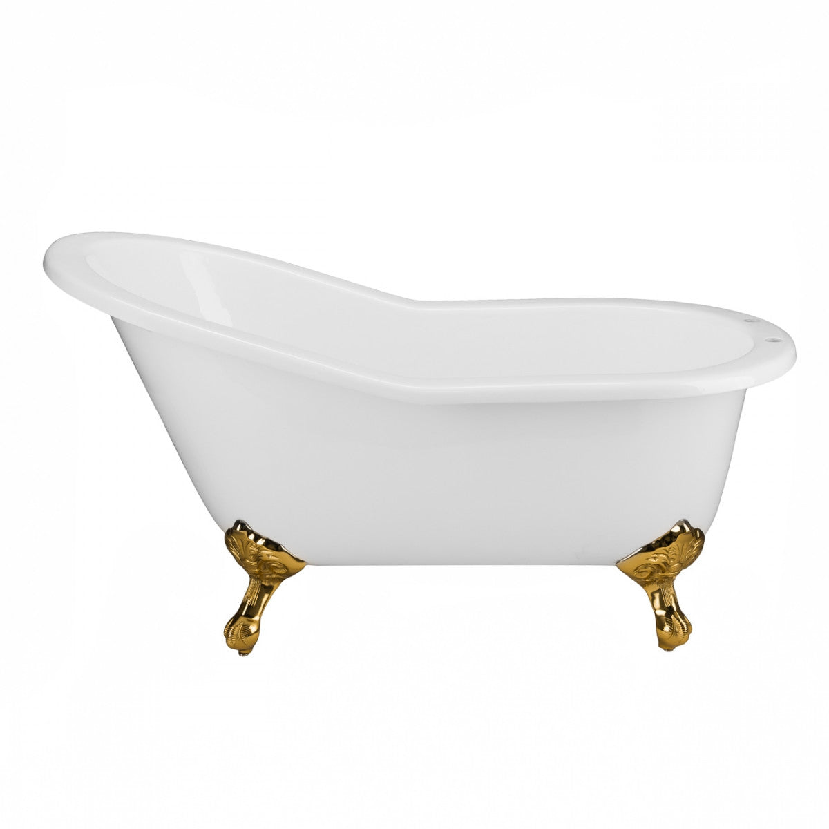 MAIDSTONE Imperial 62 Inch Cast Iron Slipper Clawfoot Tub - Flat Rim - Rim Faucet Drillings