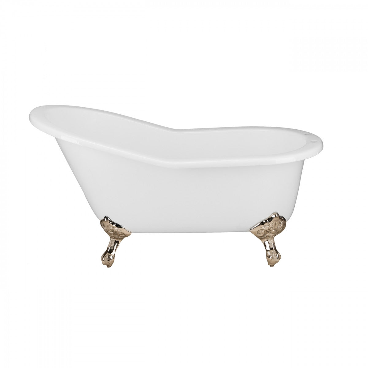 MAIDSTONE Imperial 62 Inch Cast Iron Slipper Clawfoot Tub - Flat Rim - Rim Faucet Drillings