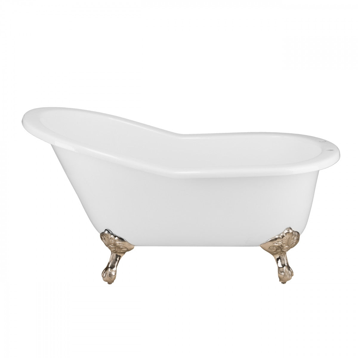 MAIDSTONE Imperial 62 Inch Cast Iron Slipper Clawfoot Tub - Flat Rim - Rim Faucet Drillings
