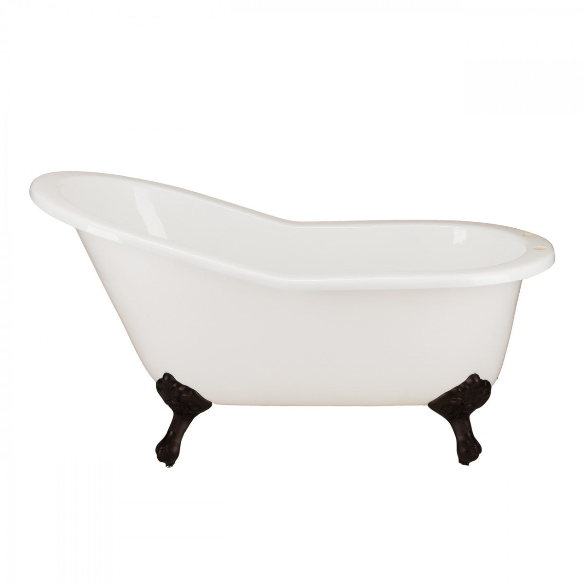 MAIDSTONE Imperial 62 Inch Cast Iron Slipper Clawfoot Tub - Flat Rim - Rim Faucet Drillings