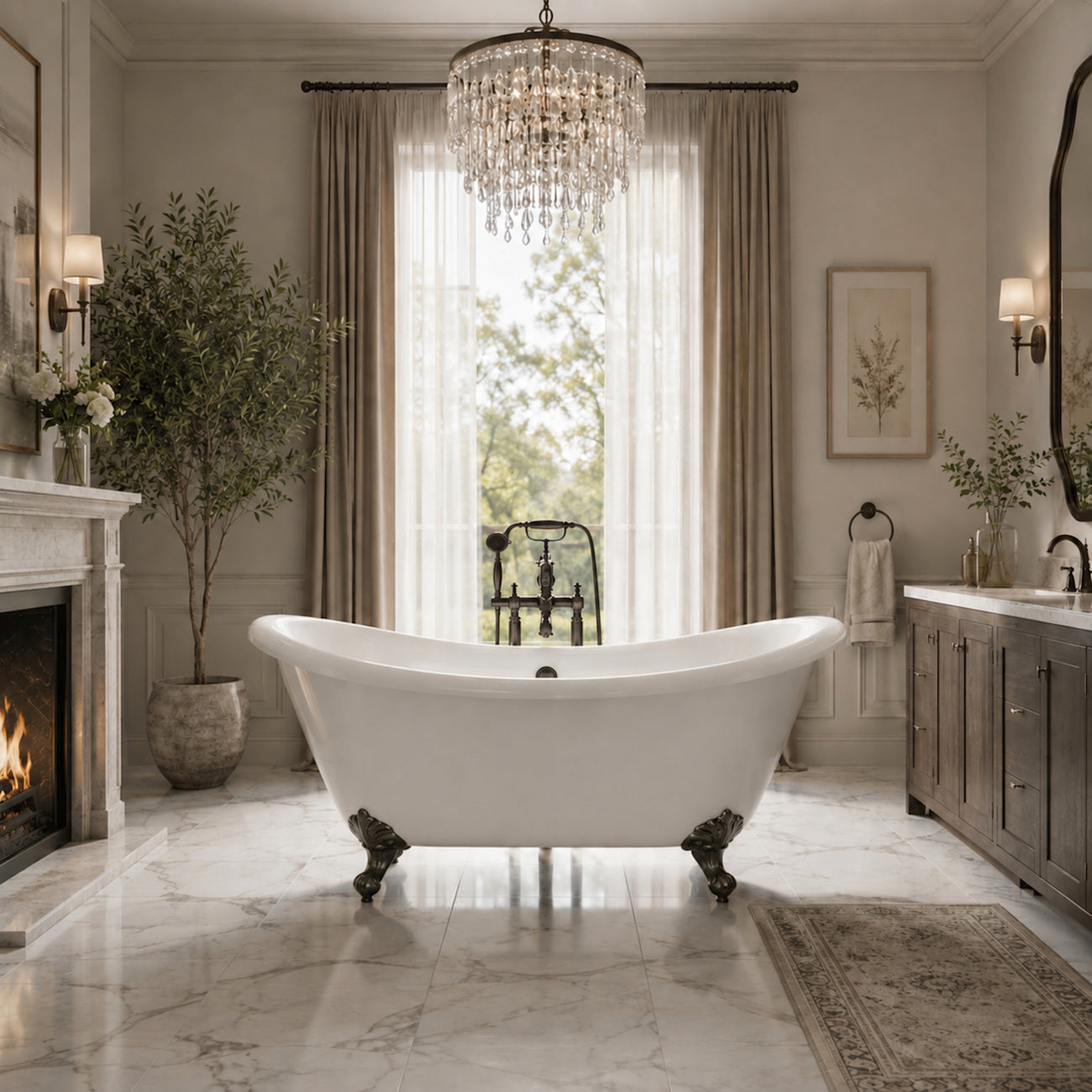 Maidstone Dillion II 69 Inch Acrylic Double Slipper Clawfoot Tub - Imperial Ball and Claw Feet