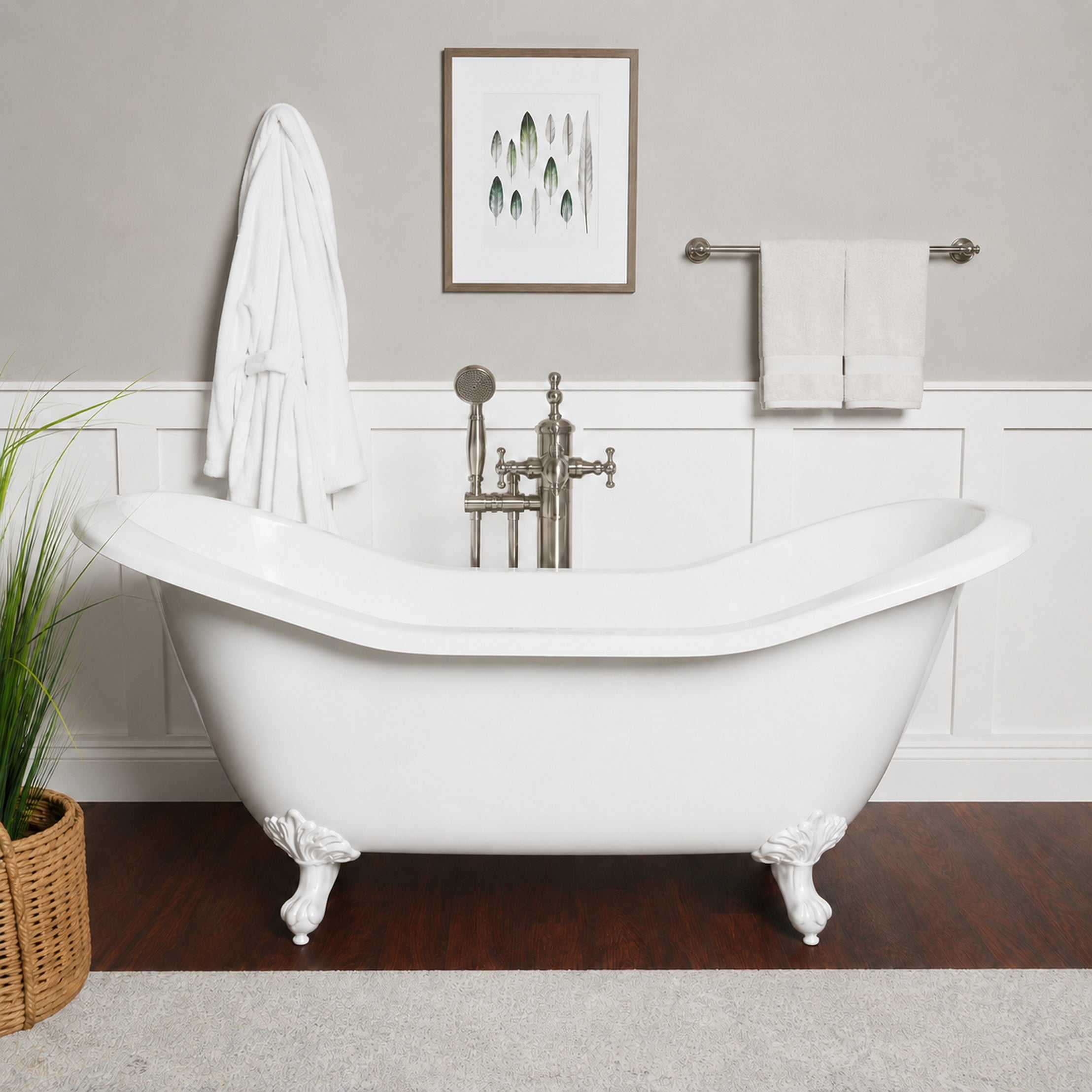 Maidstone Amandine II Acrylic Double Slipper Clawfoot Tub - Imperial Ball and Claw Feet