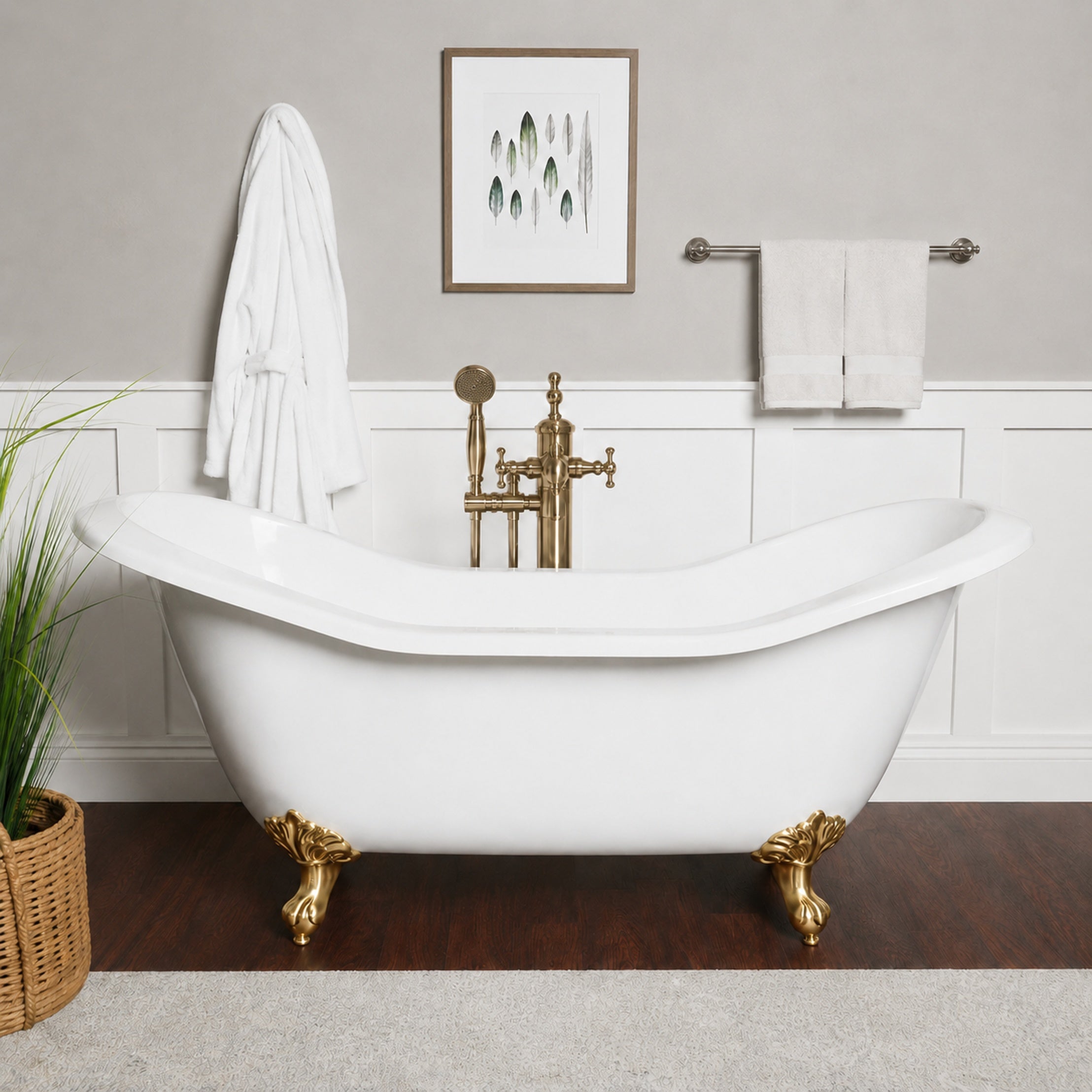 Maidstone Amandine II Acrylic Double Slipper Clawfoot Tub - Imperial Ball and Claw Feet