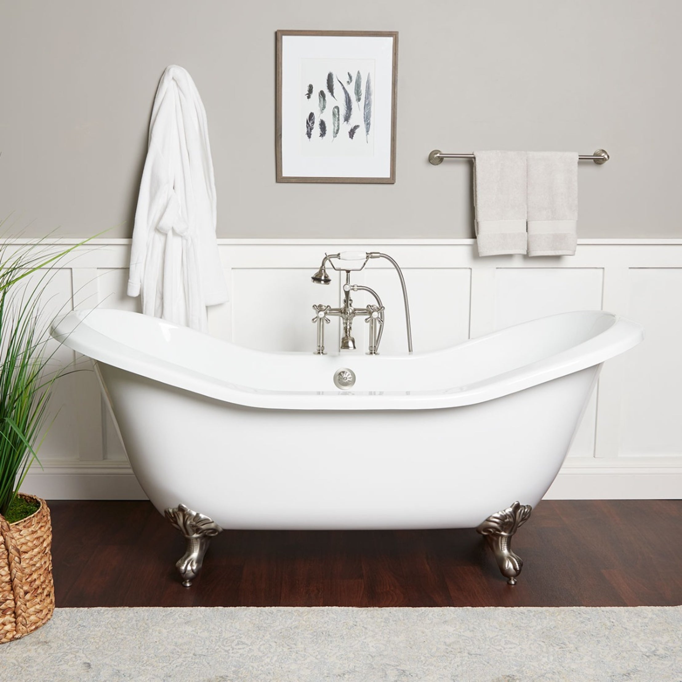Maidstone Amandine II Acrylic Double Slipper Clawfoot Tub - Imperial Ball and Claw Feet