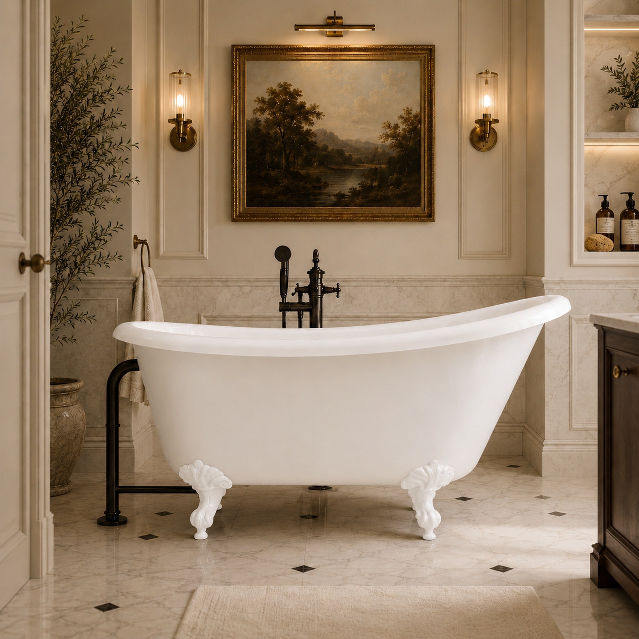 Maidstone Hawke II Acrylic Slipper Clawfoot Tub - Imperial Ball and Claw Feet