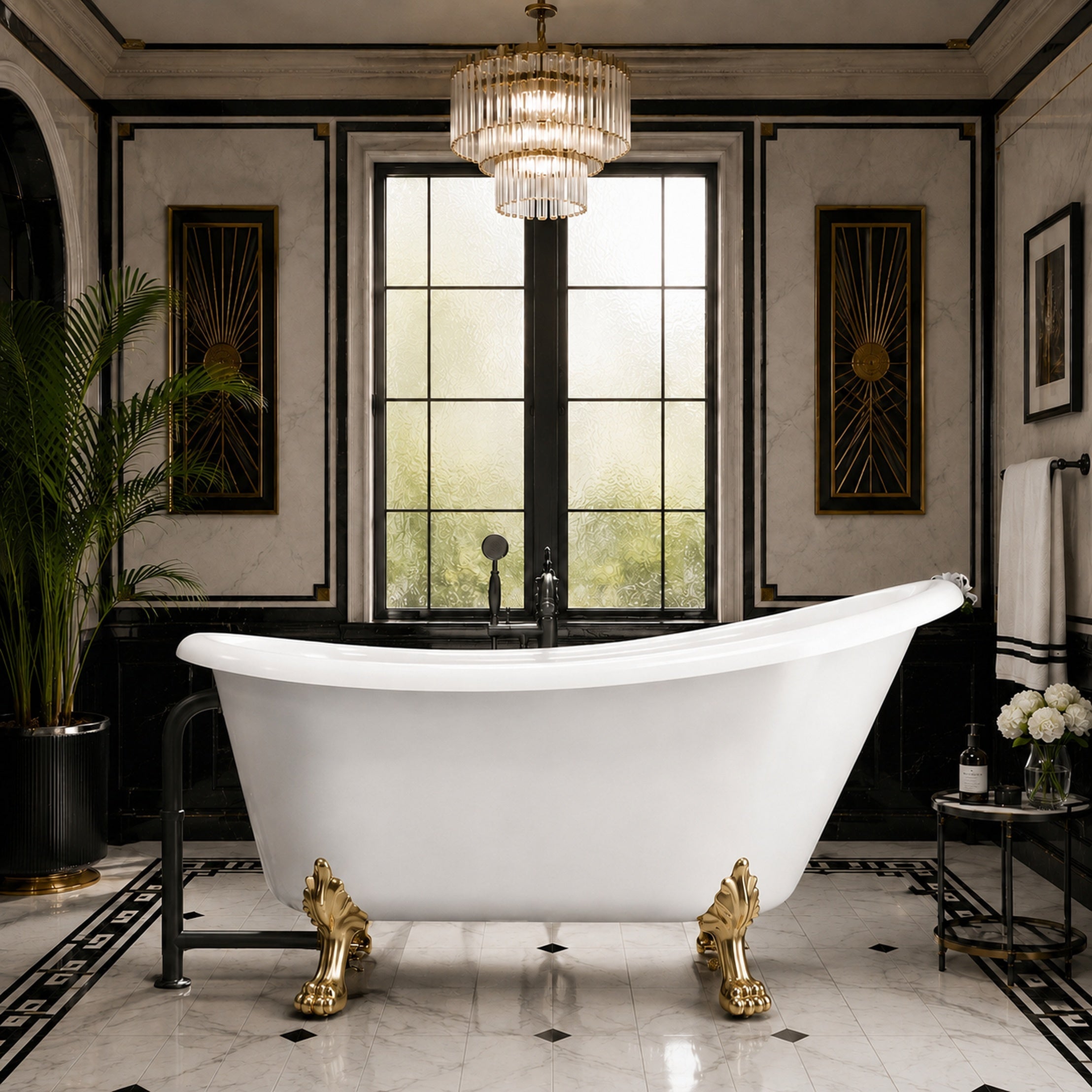 Maidstone Hawke II Acrylic Slipper Clawfoot Tub - Lions Paw Feet