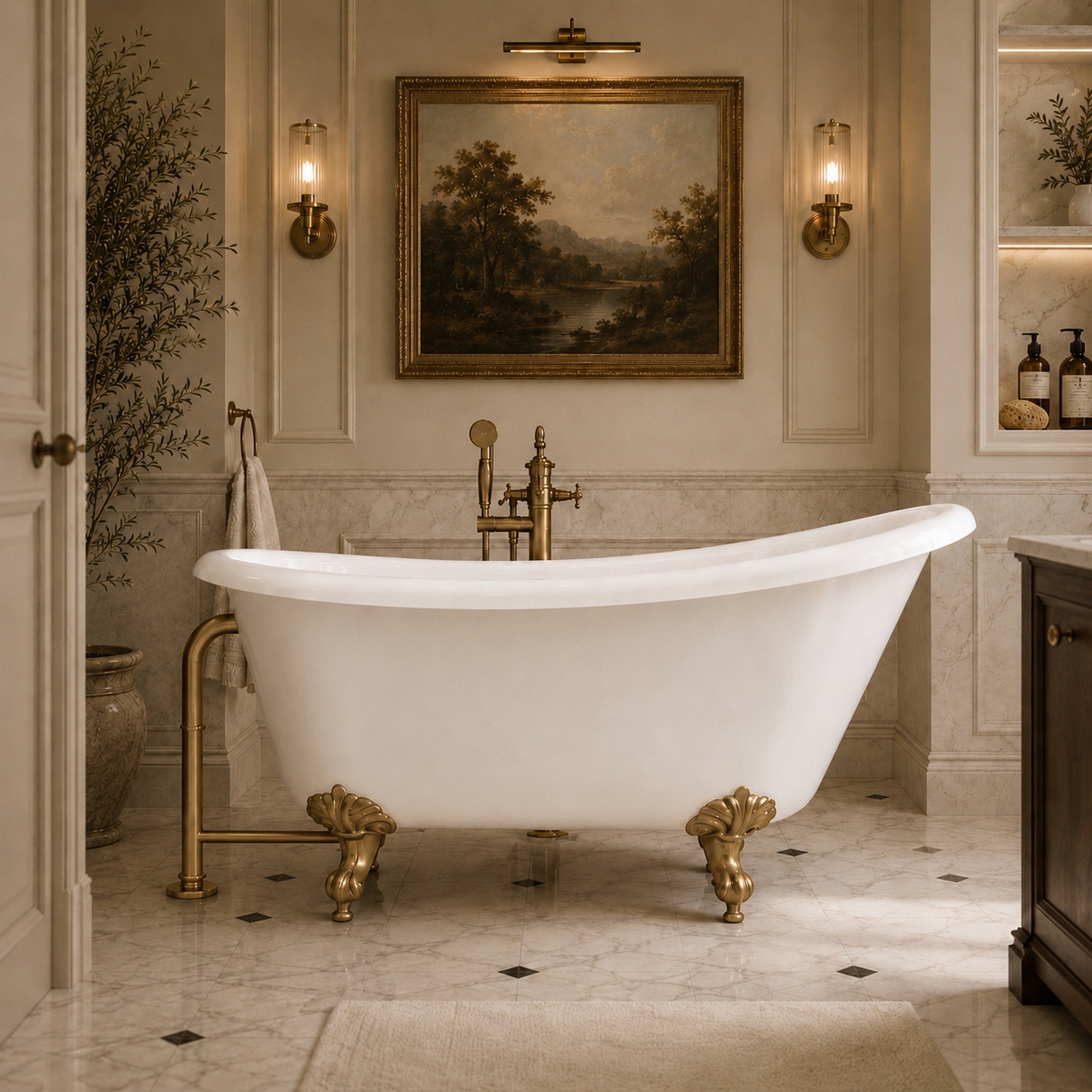 Maidstone Hawke II Acrylic Slipper Clawfoot Tub - Imperial Ball and Claw Feet
