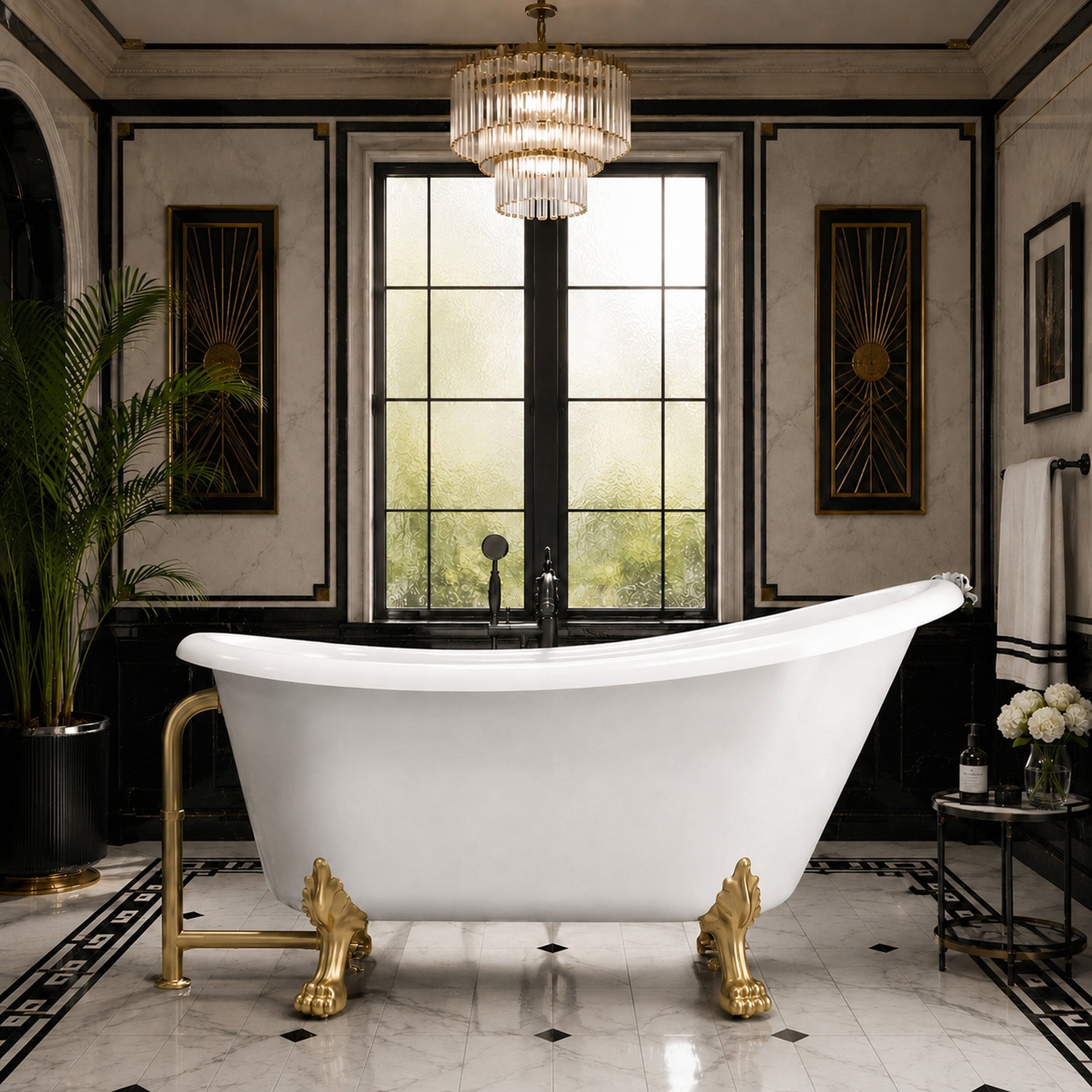 Maidstone Hawke II Acrylic Slipper Clawfoot Tub - Lions Paw Feet