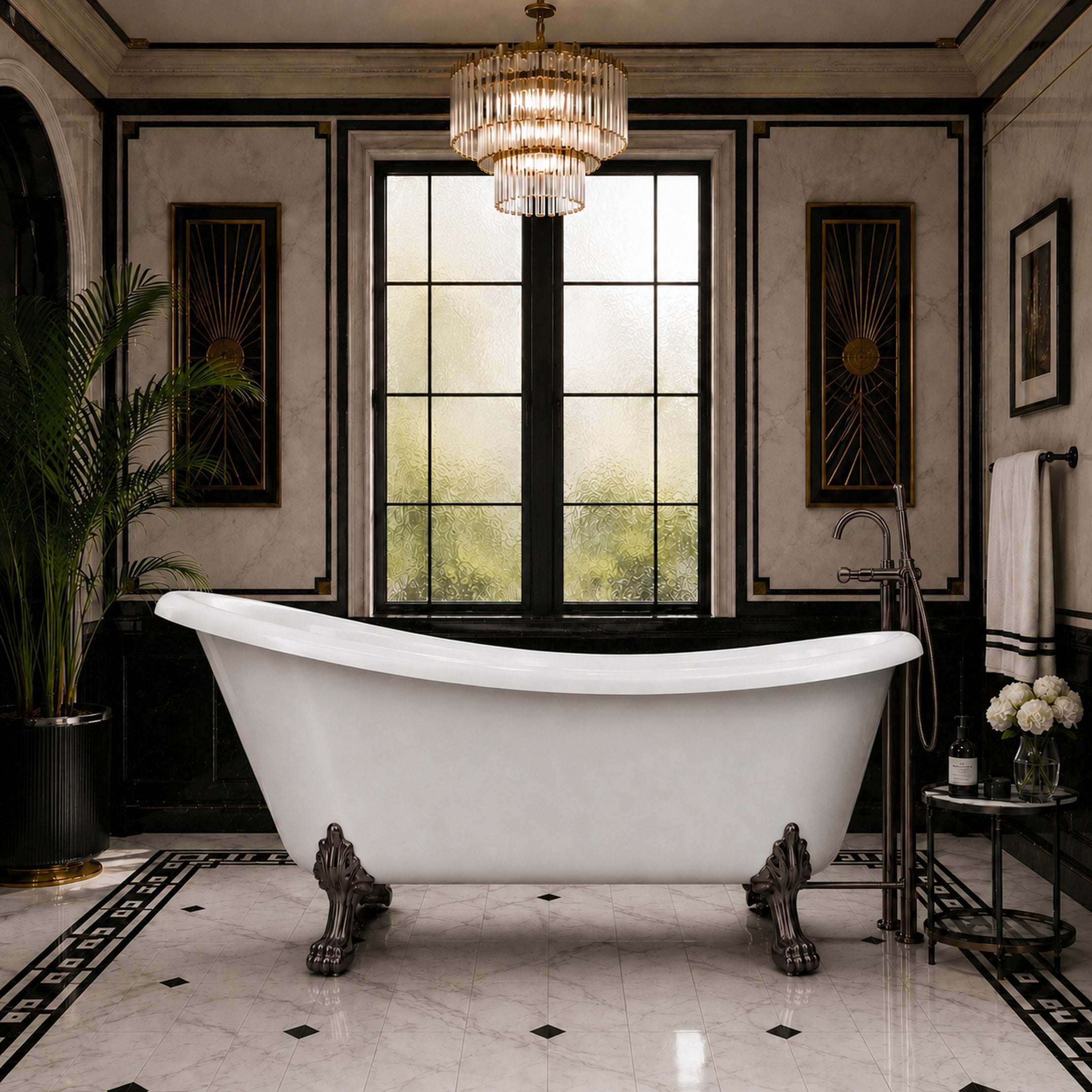Maidstone Hawke II Acrylic Slipper Clawfoot Tub - Lions Paw Feet