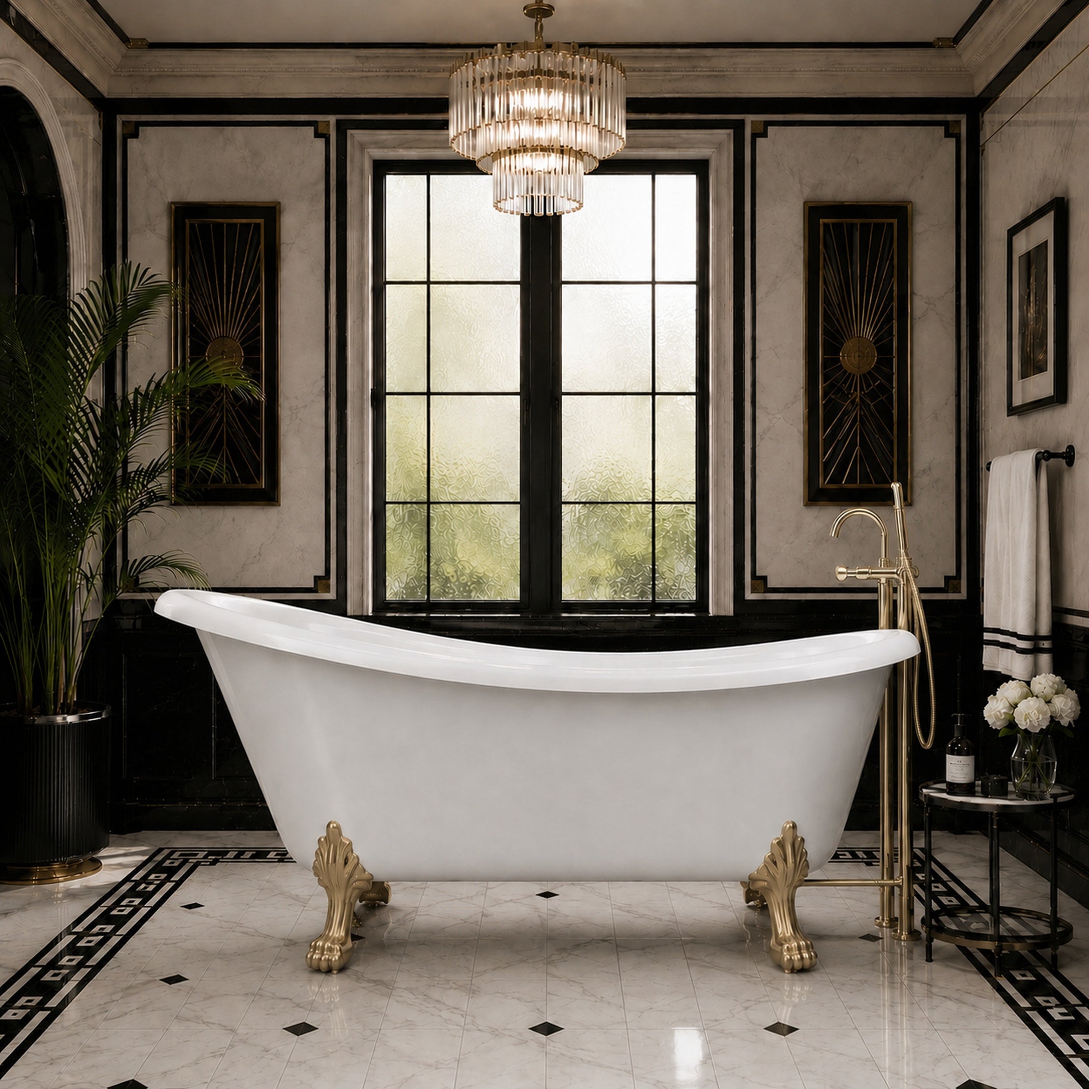 Maidstone Hawke II Acrylic Slipper Clawfoot Tub - Lions Paw Feet