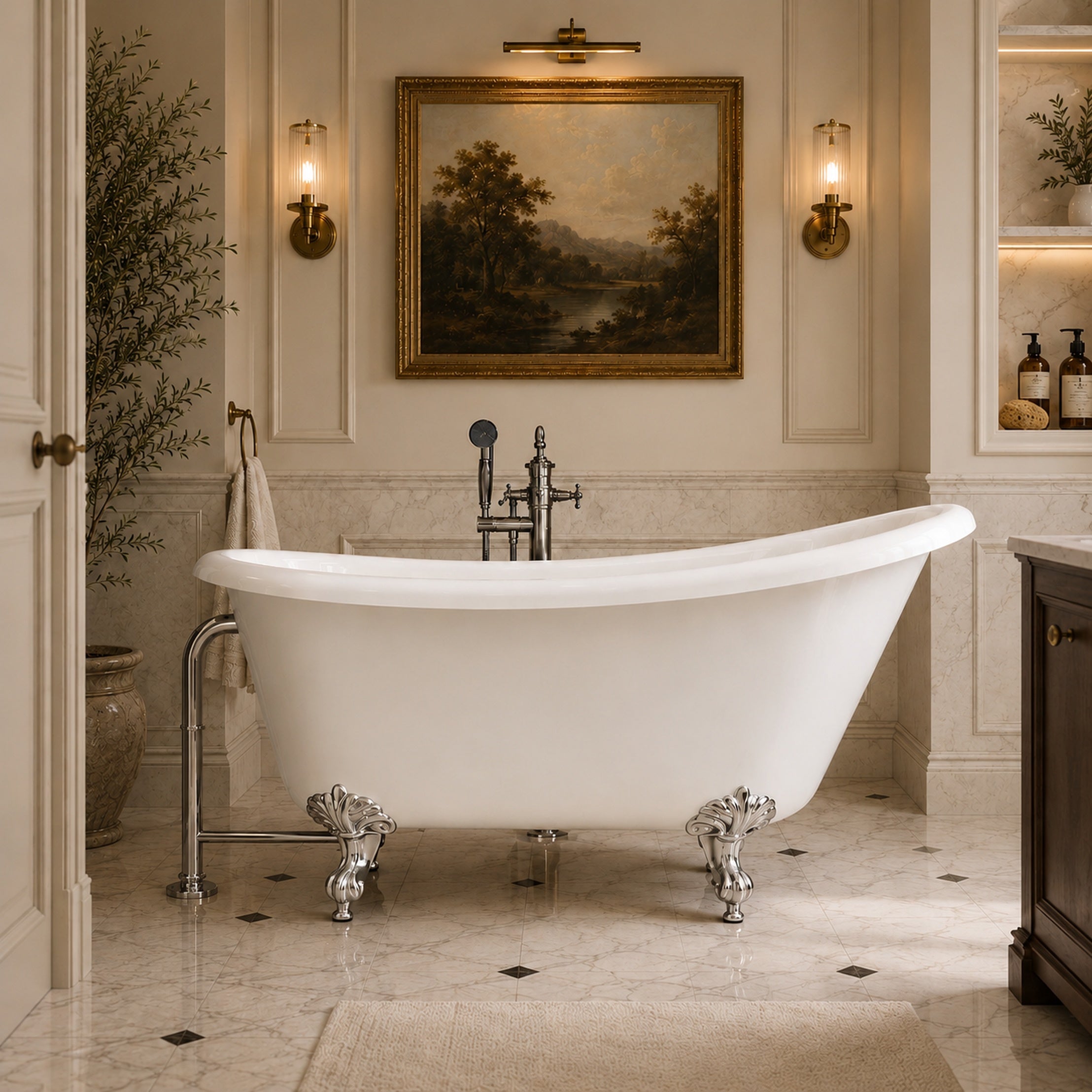 Maidstone Hawke II Acrylic Slipper Clawfoot Tub - Imperial Ball and Claw Feet