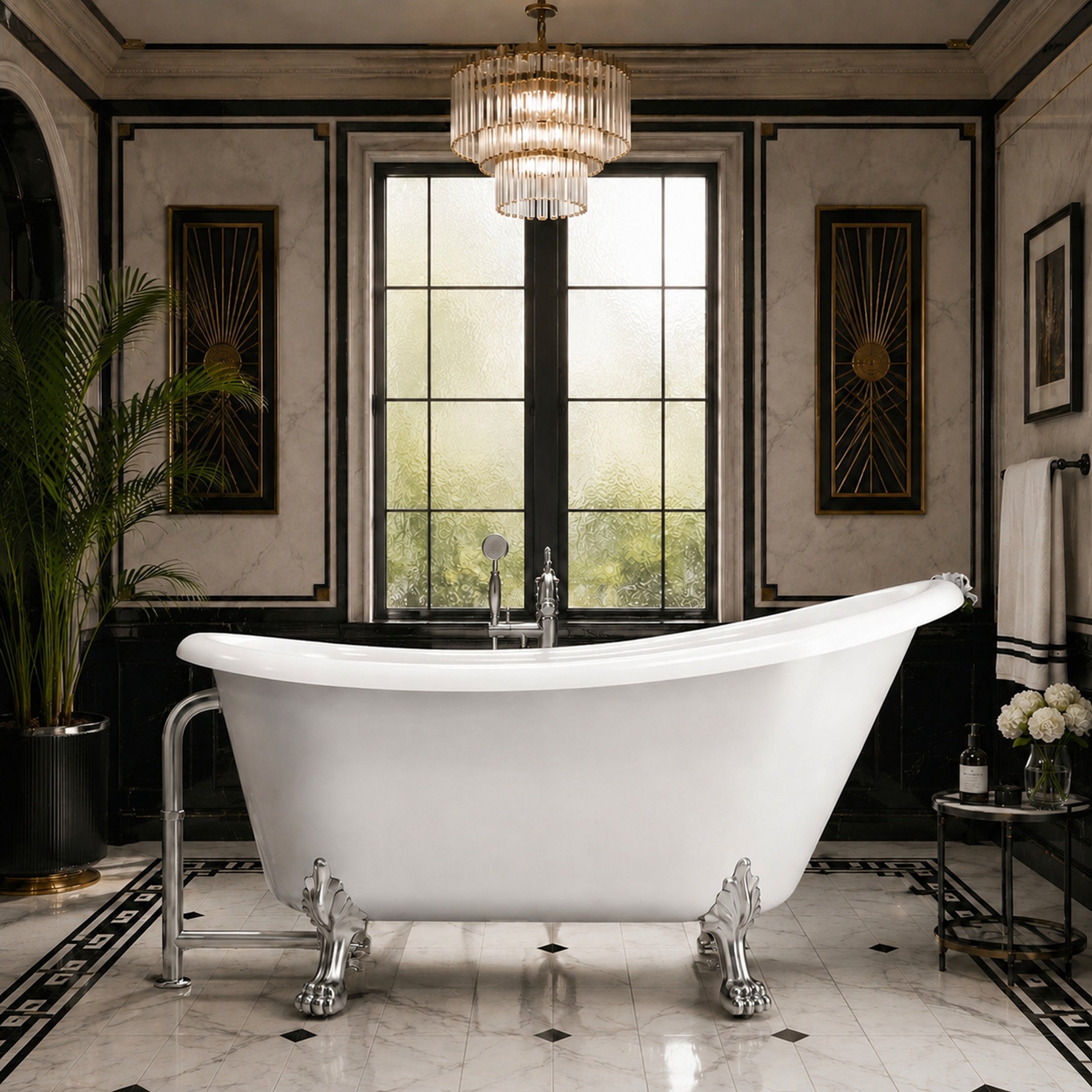 Maidstone Hawke II Acrylic Slipper Clawfoot Tub - Lions Paw Feet