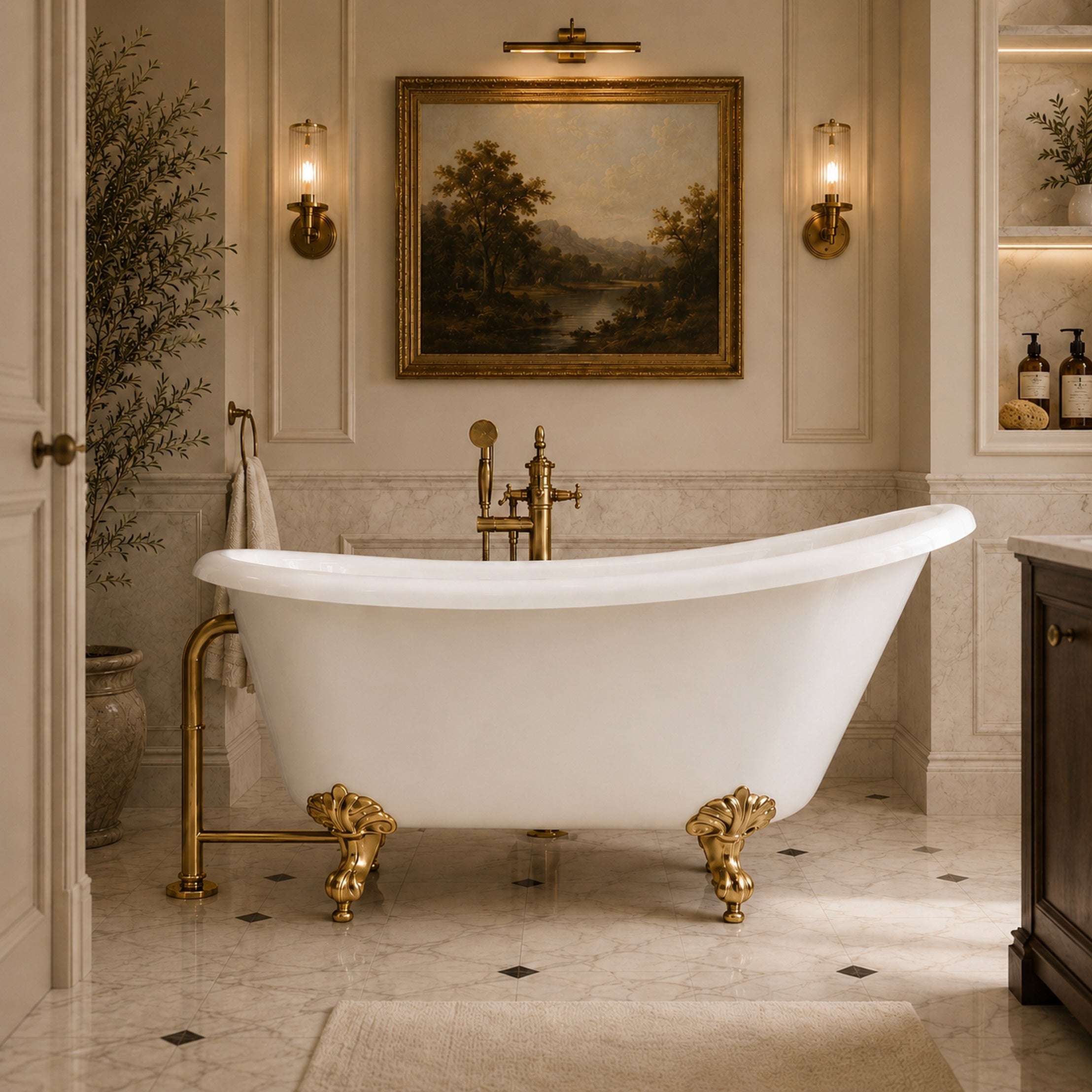 Maidstone Hawke II Acrylic Slipper Clawfoot Tub - Imperial Ball and Claw Feet
