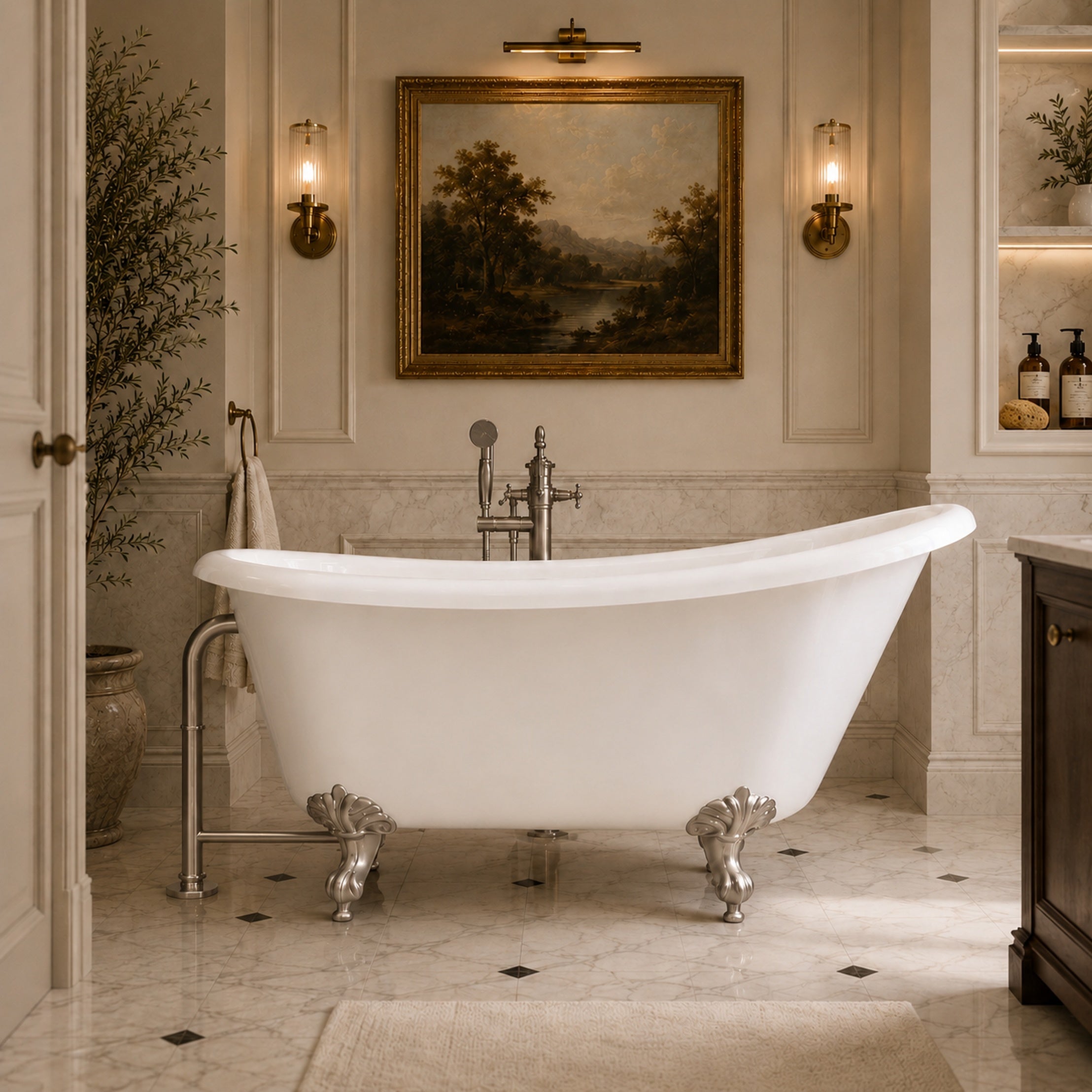 Maidstone Hawke II Acrylic Slipper Clawfoot Tub - Imperial Ball and Claw Feet