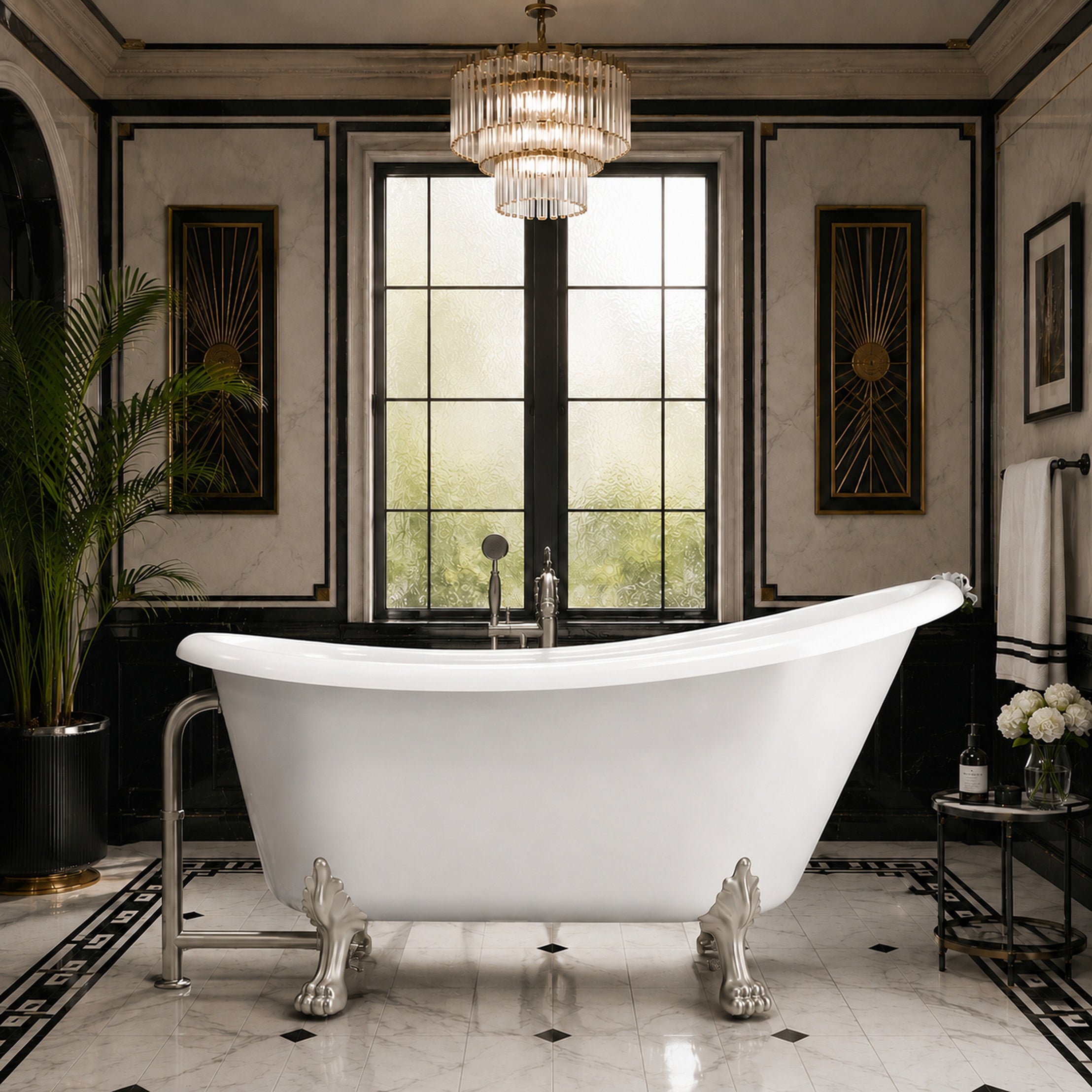 Maidstone Hawke II Acrylic Slipper Clawfoot Tub - Lions Paw Feet