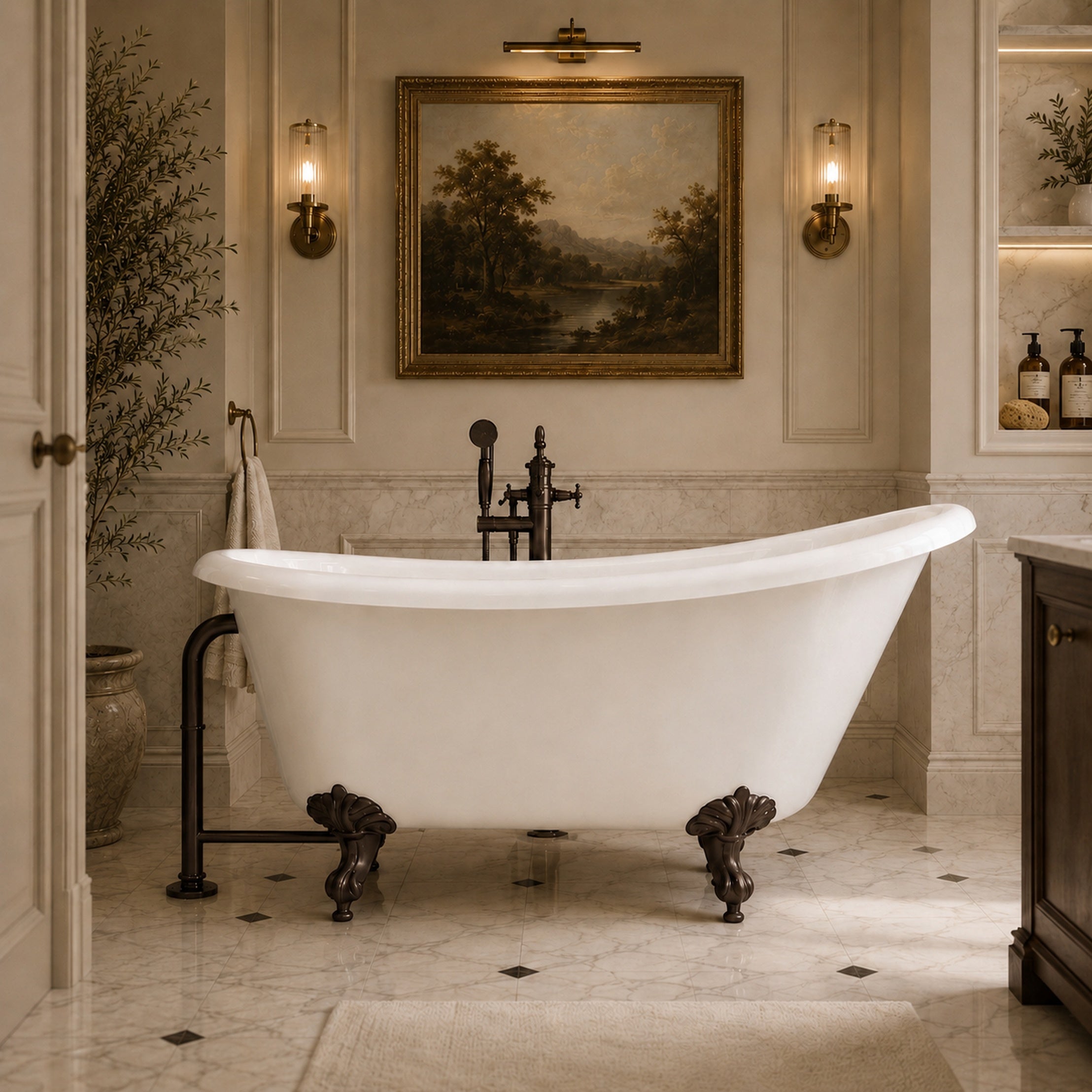 Maidstone Hawke II Acrylic Slipper Clawfoot Tub - Imperial Ball and Claw Feet