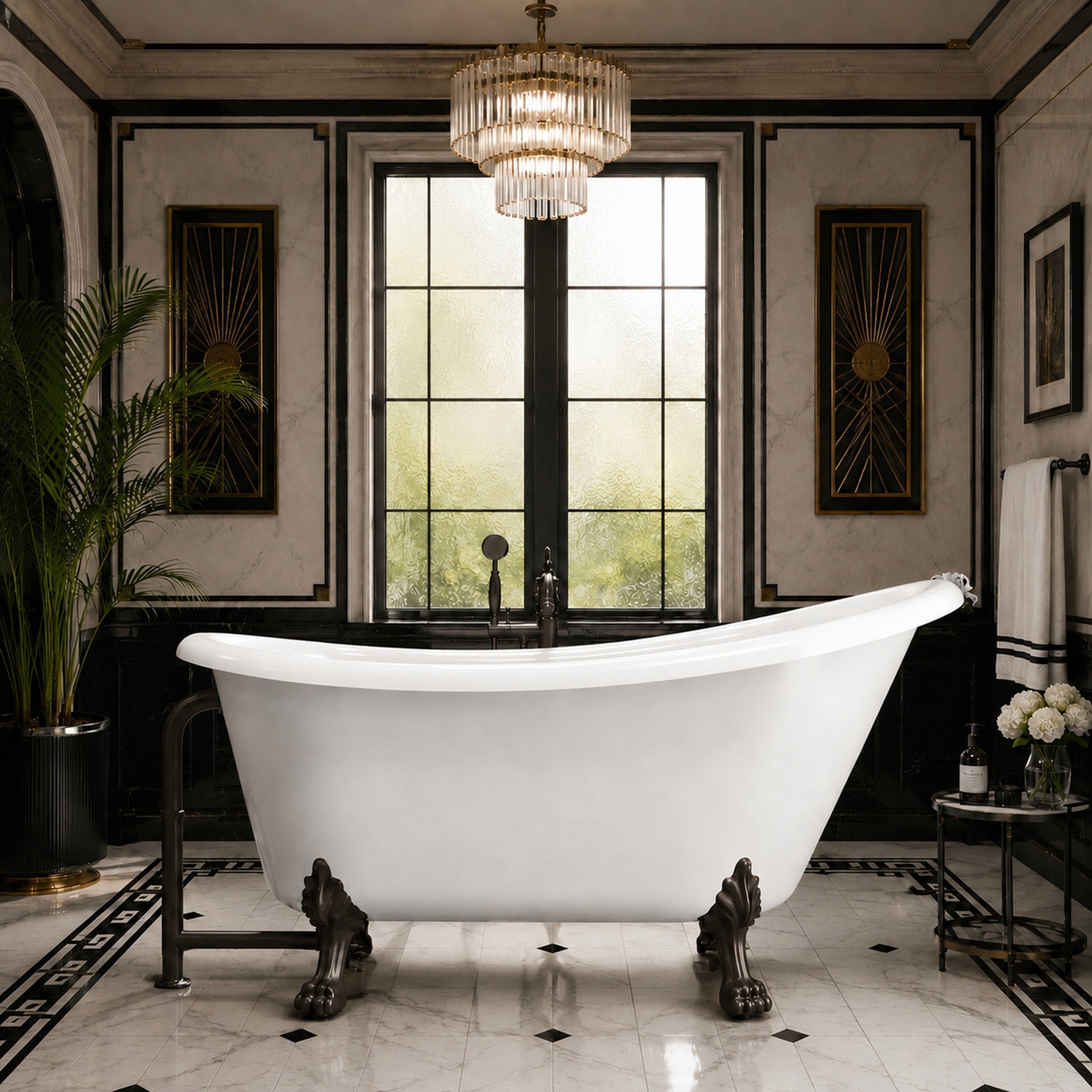 Maidstone Hawke II Acrylic Slipper Clawfoot Tub - Lions Paw Feet
