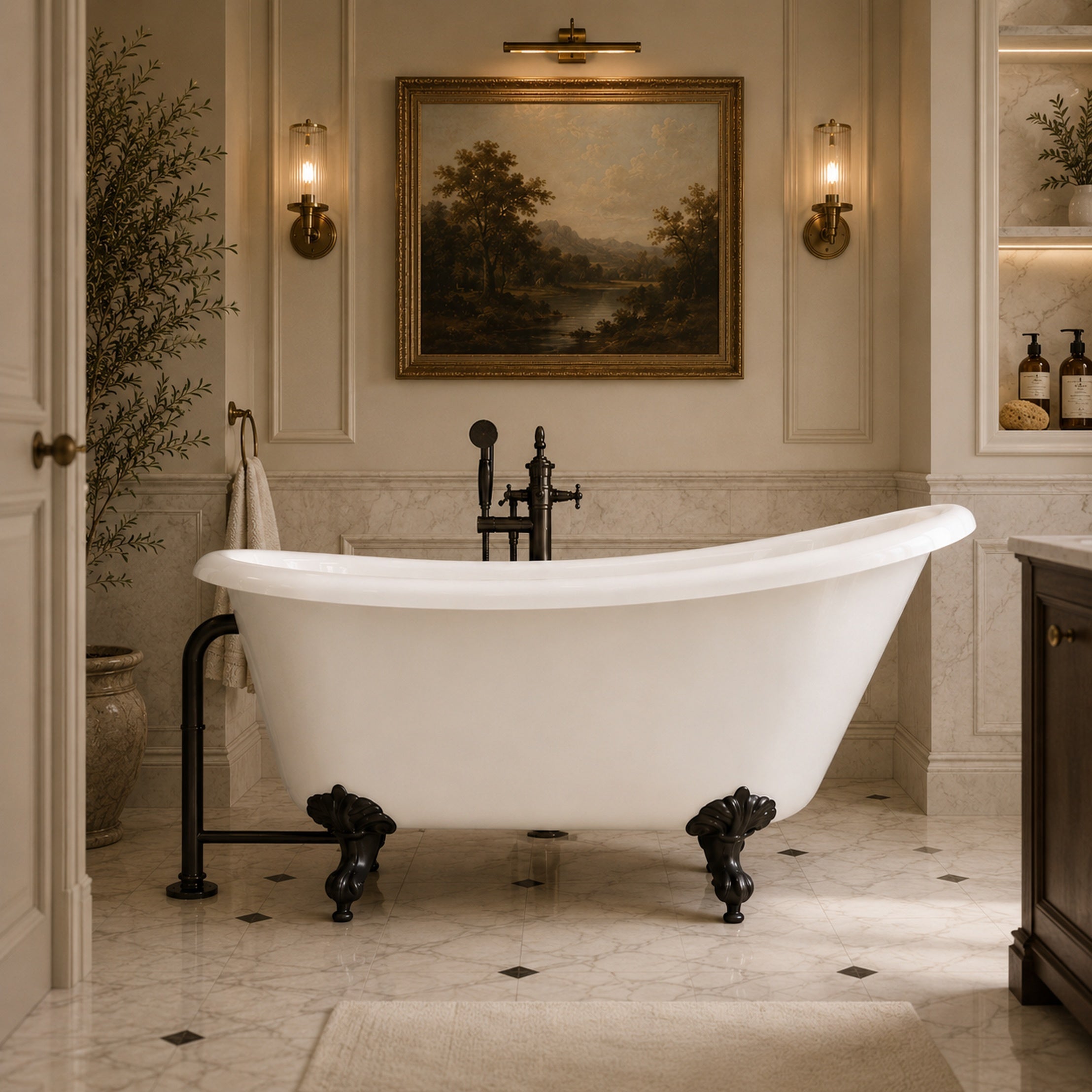 Maidstone Hawke II Acrylic Slipper Clawfoot Tub - Imperial Ball and Claw Feet