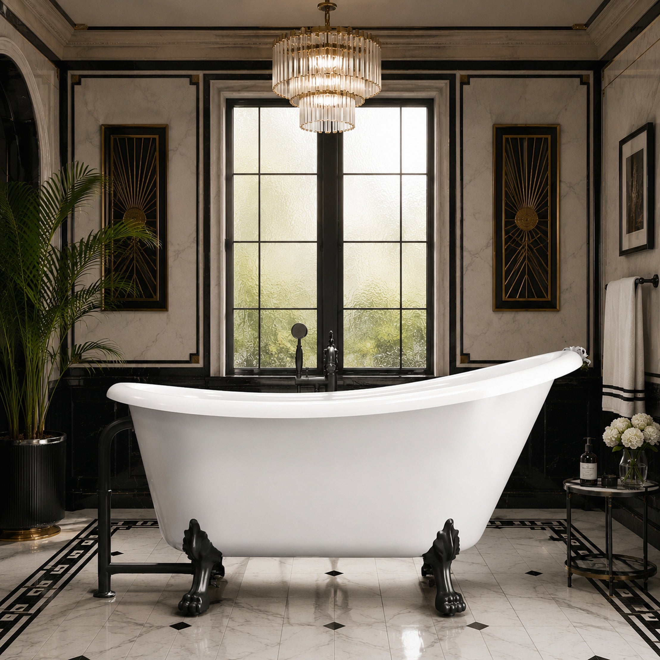 Maidstone Hawke II Acrylic Slipper Clawfoot Tub - Lions Paw Feet
