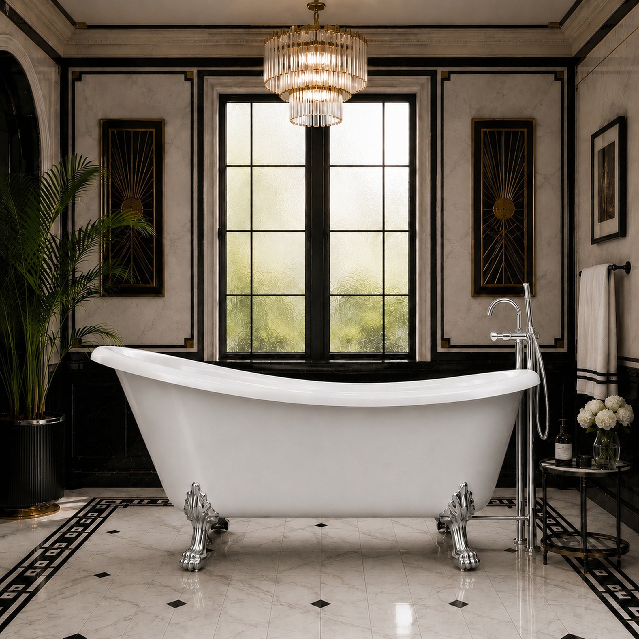 Maidstone Hawke II Acrylic Slipper Clawfoot Tub - Lions Paw Feet