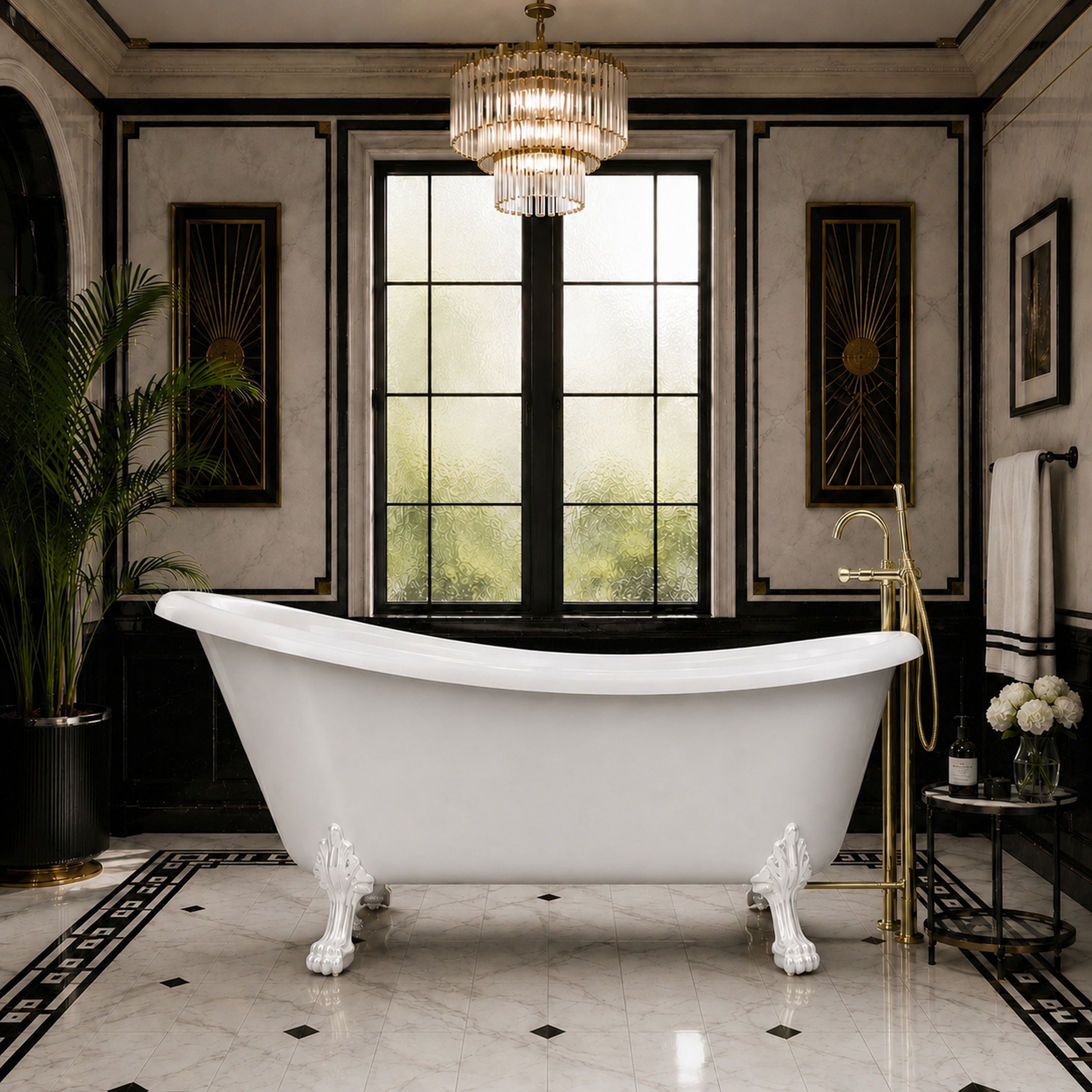 Maidstone Hawke II Acrylic Slipper Clawfoot Tub - Lions Paw Feet