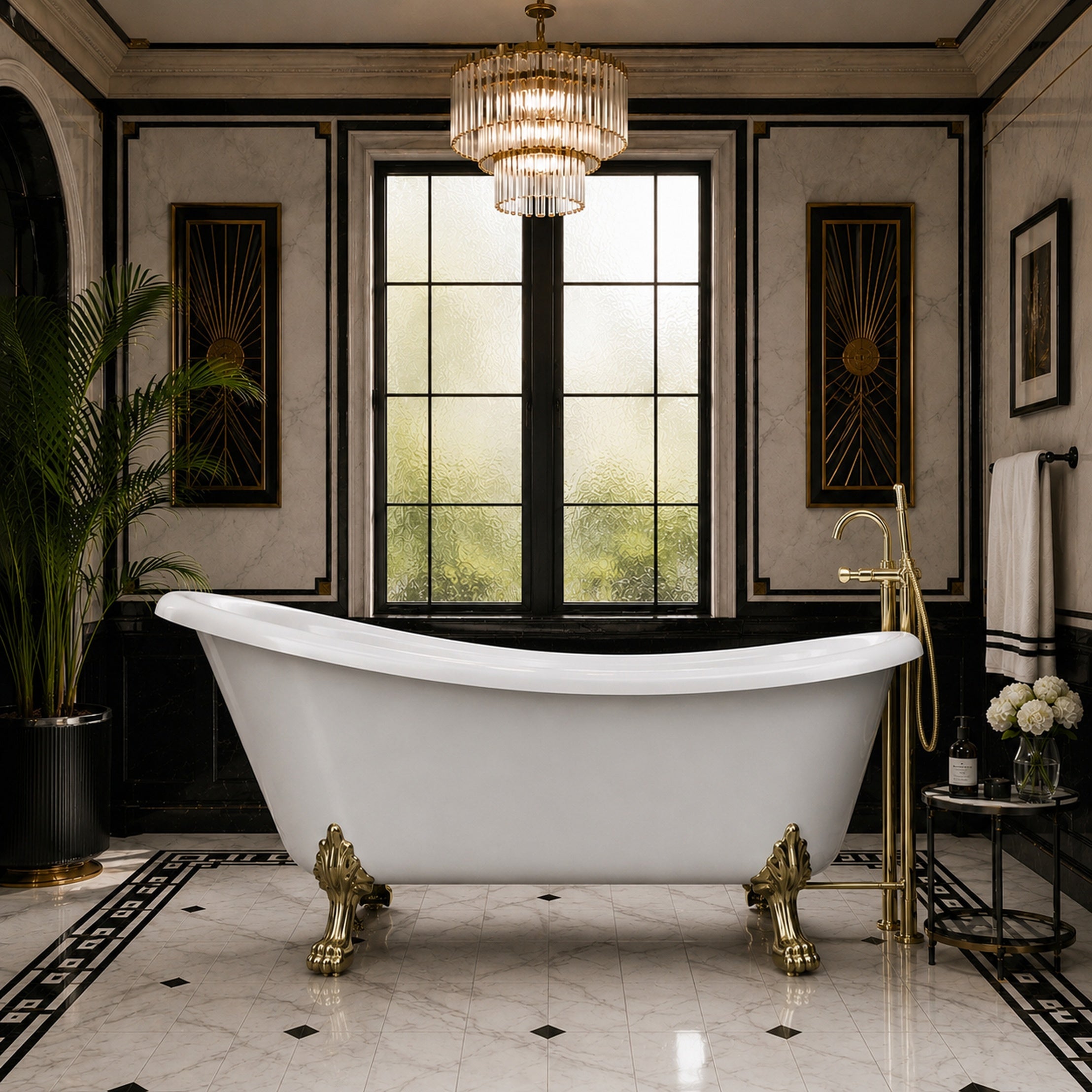 Maidstone Hawke II Acrylic Slipper Clawfoot Tub - Lions Paw Feet