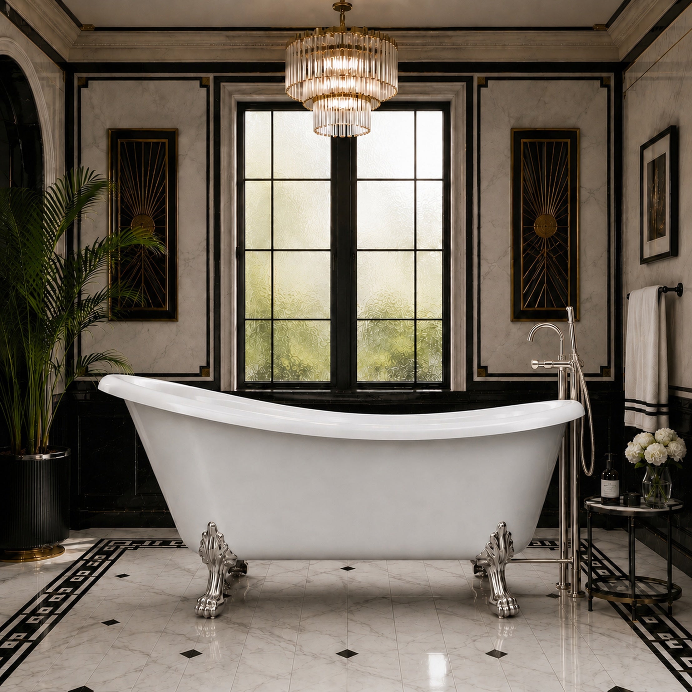 Maidstone Hawke II Acrylic Slipper Clawfoot Tub - Lions Paw Feet