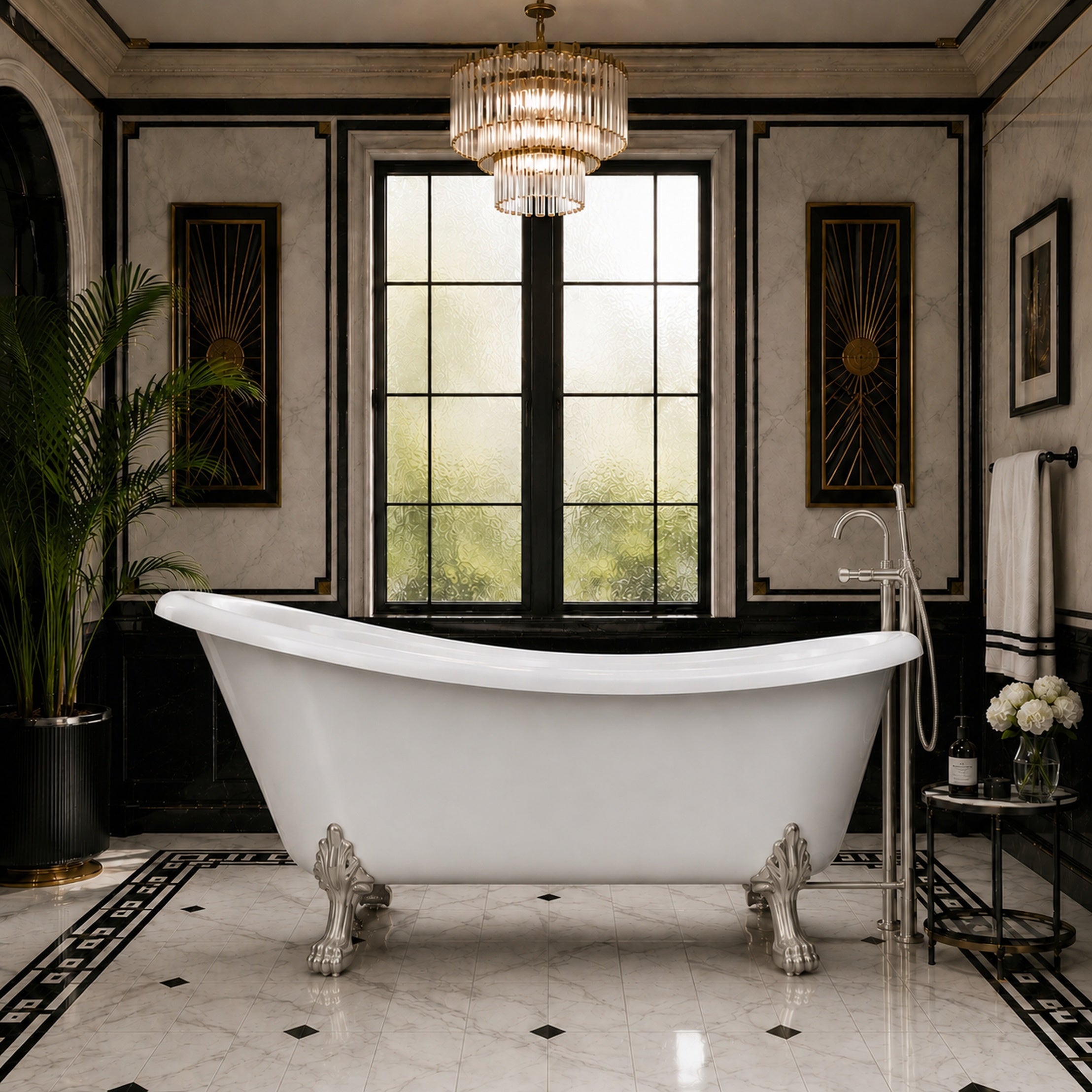 Maidstone Hawke II Acrylic Slipper Clawfoot Tub - Lions Paw Feet