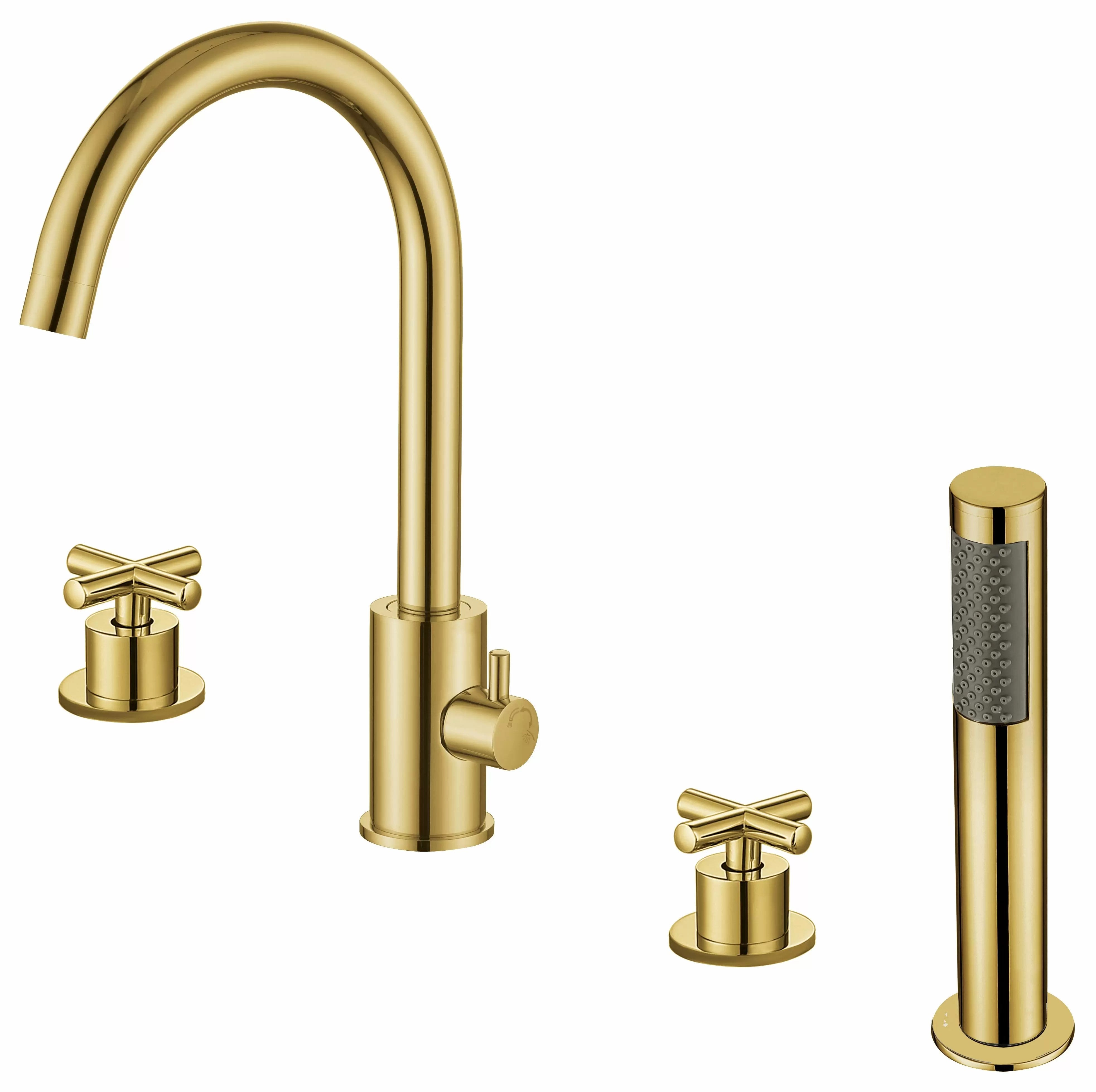 MAIDSTONE Roman Deck Mount Tub Faucet with Handshower