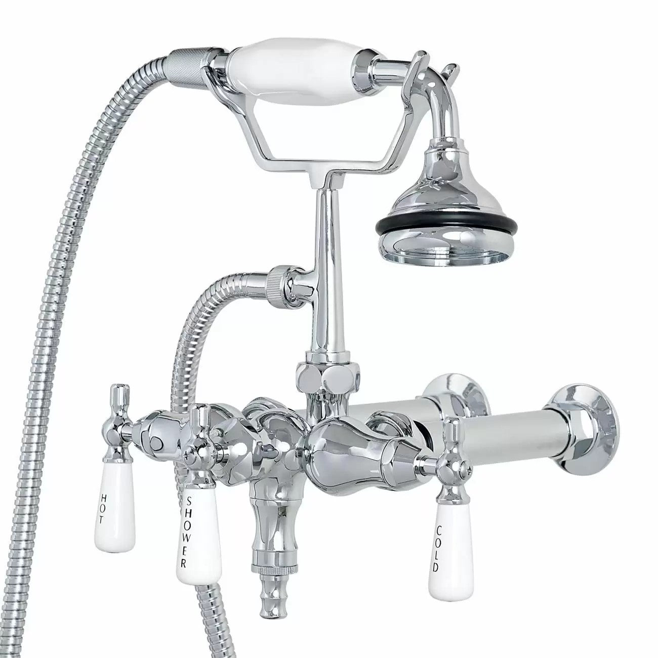MAIDSTONE Bathroom Wall Mount Down Spout Clawfoot Tub Faucet with Handshower