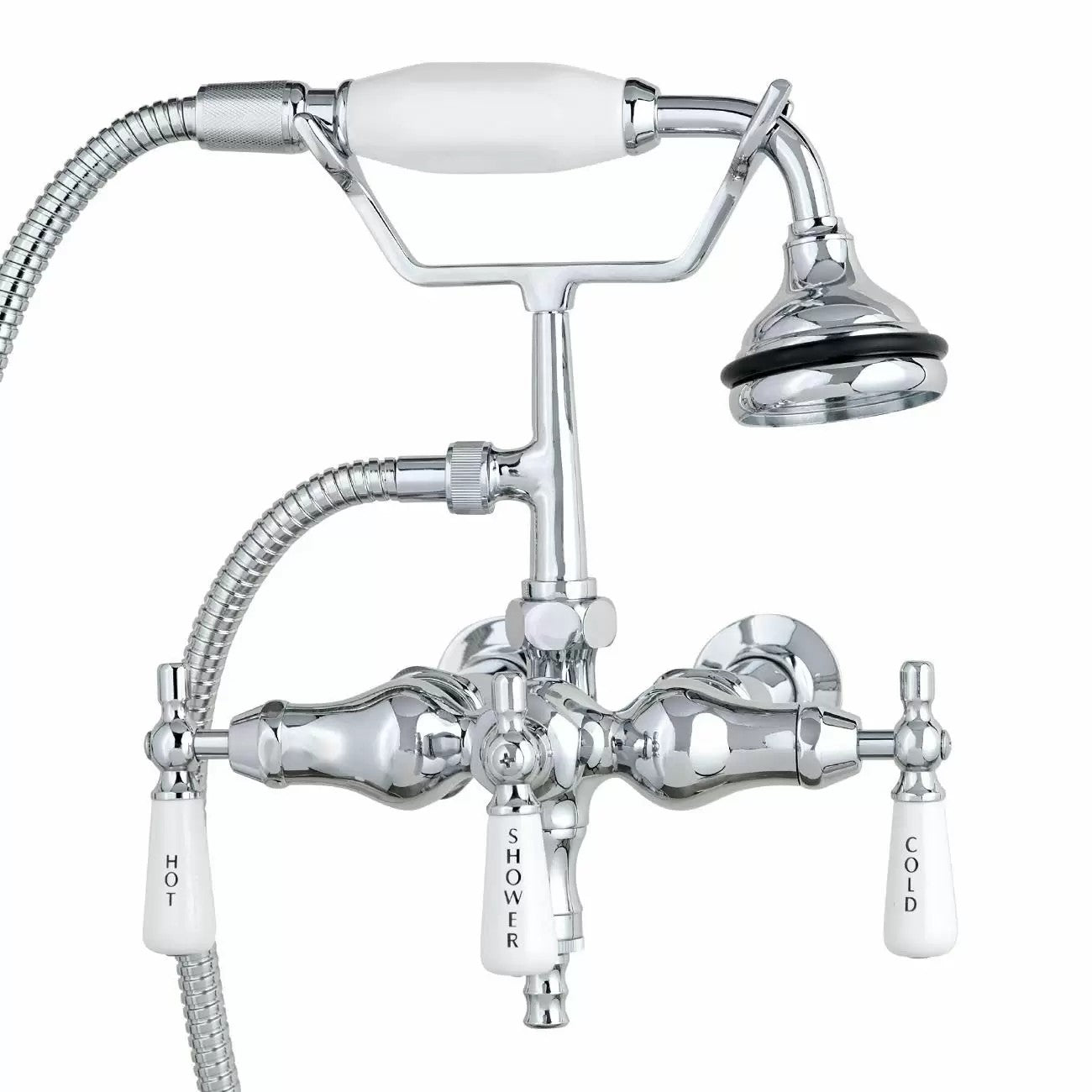 MAIDSTONE Bathroom Wall Mount Down Spout Clawfoot Tub Faucet with Handshower
