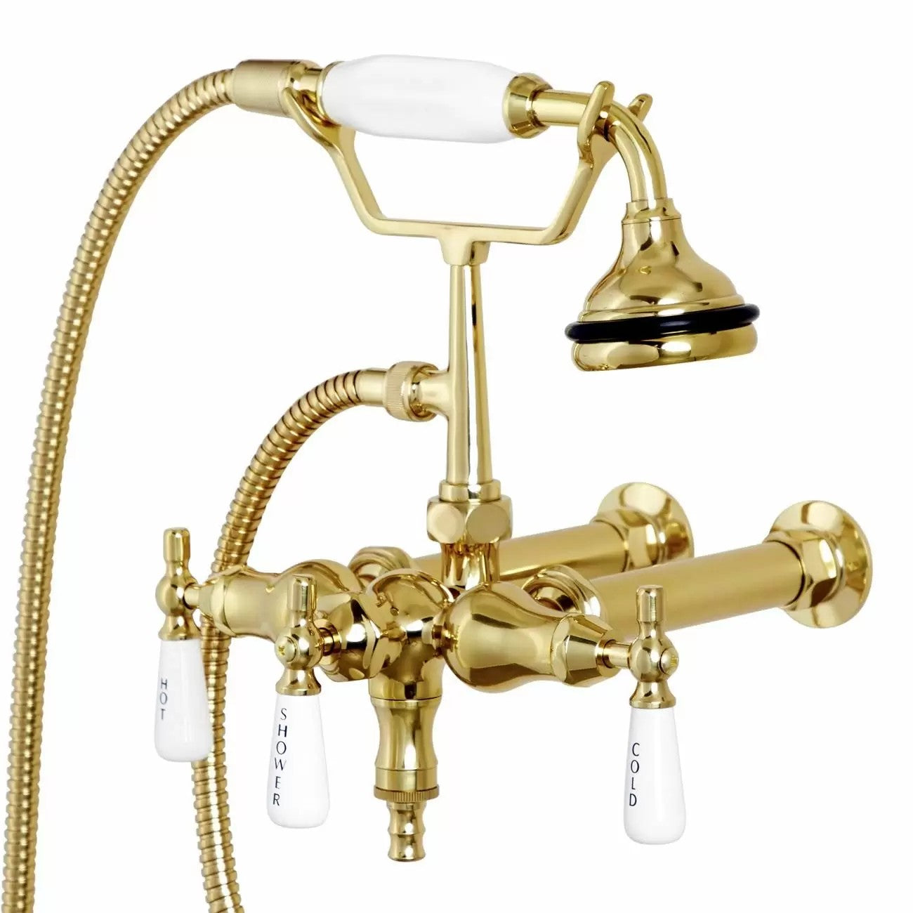 MAIDSTONE Bathroom Wall Mount Down Spout Clawfoot Tub Faucet with Handshower