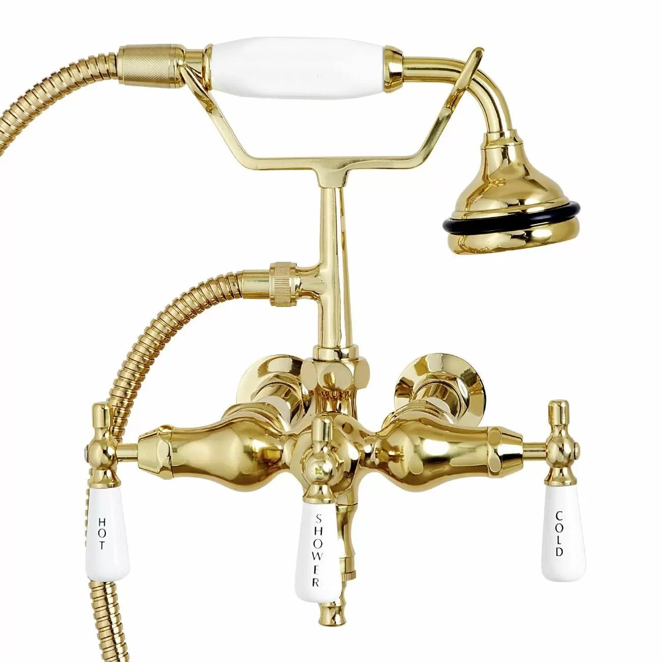 MAIDSTONE Bathroom Wall Mount Down Spout Clawfoot Tub Faucet with Handshower