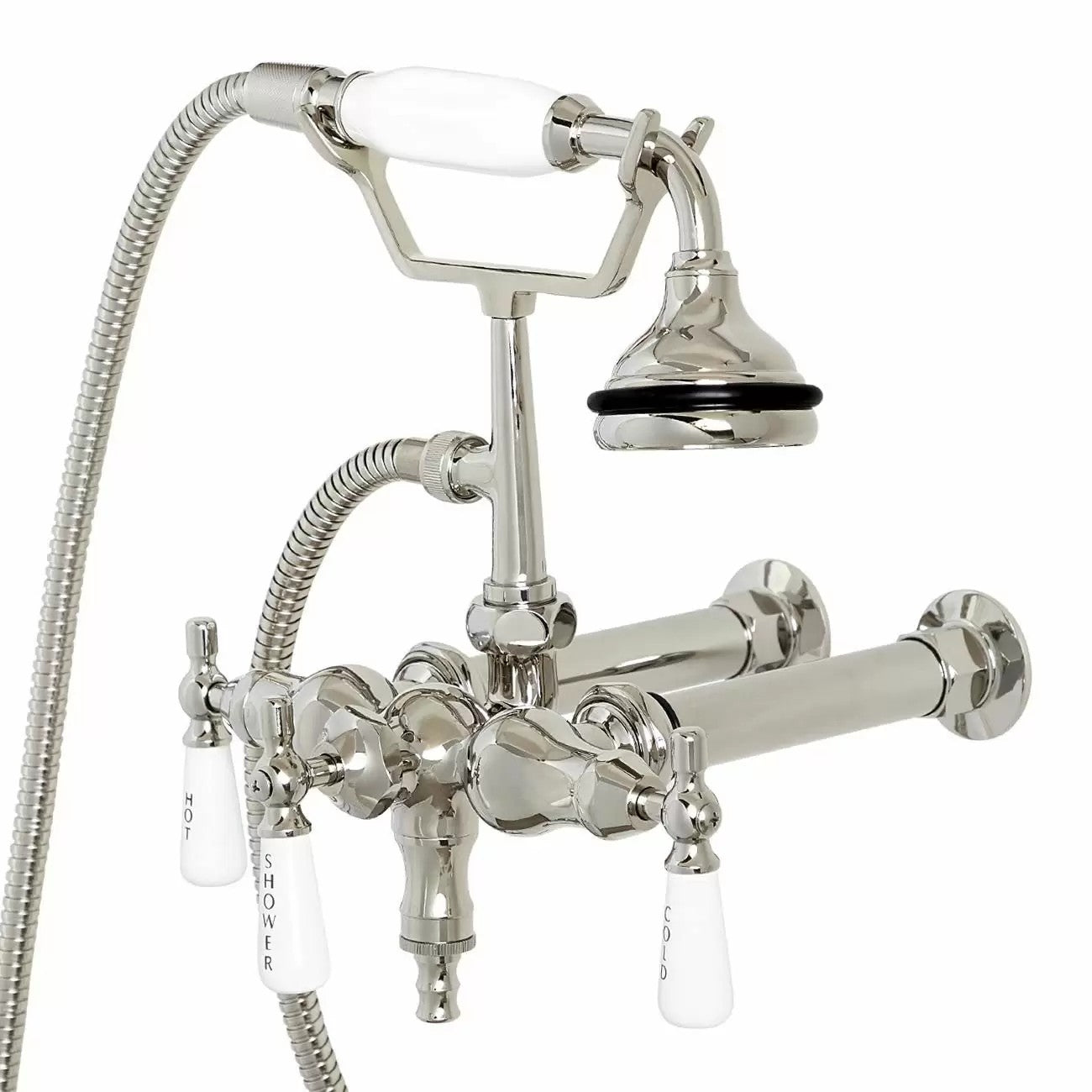 MAIDSTONE Bathroom Wall Mount Down Spout Clawfoot Tub Faucet with Handshower