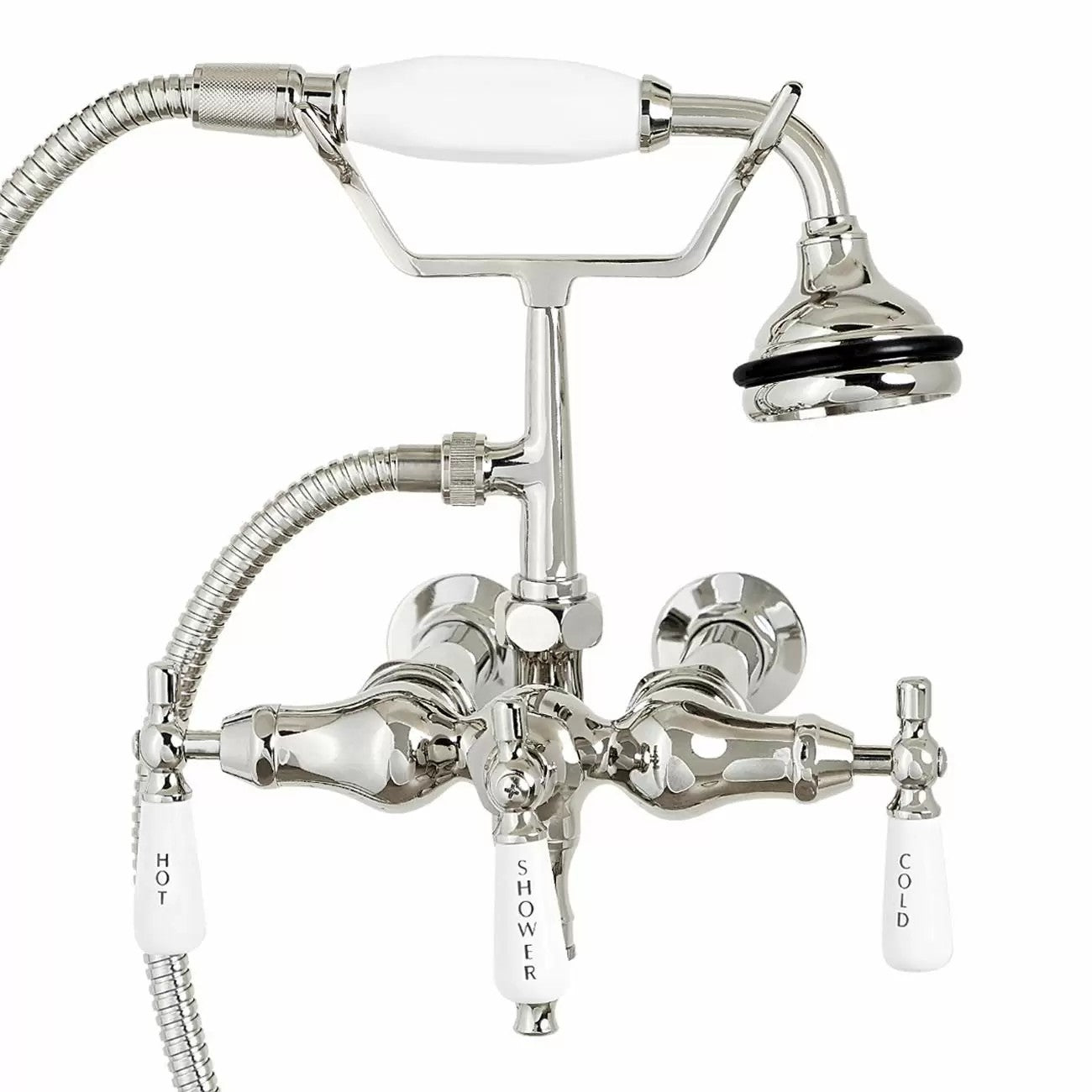 MAIDSTONE Bathroom Wall Mount Down Spout Clawfoot Tub Faucet with Handshower