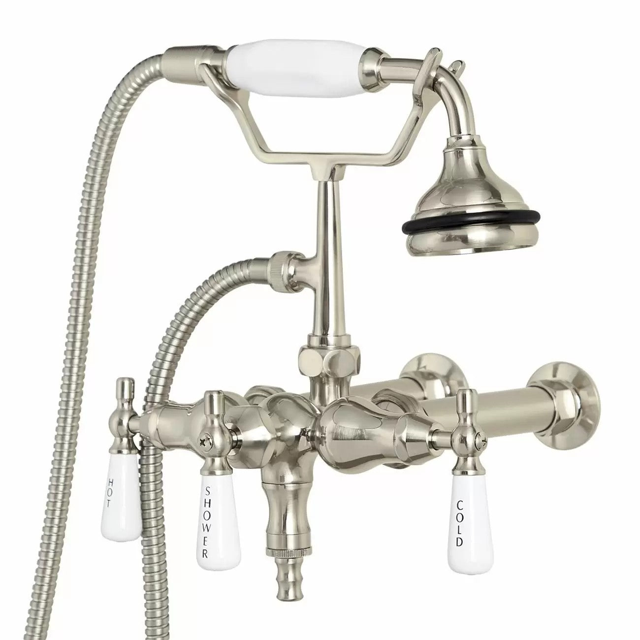MAIDSTONE Bathroom Wall Mount Down Spout Clawfoot Tub Faucet with Handshower