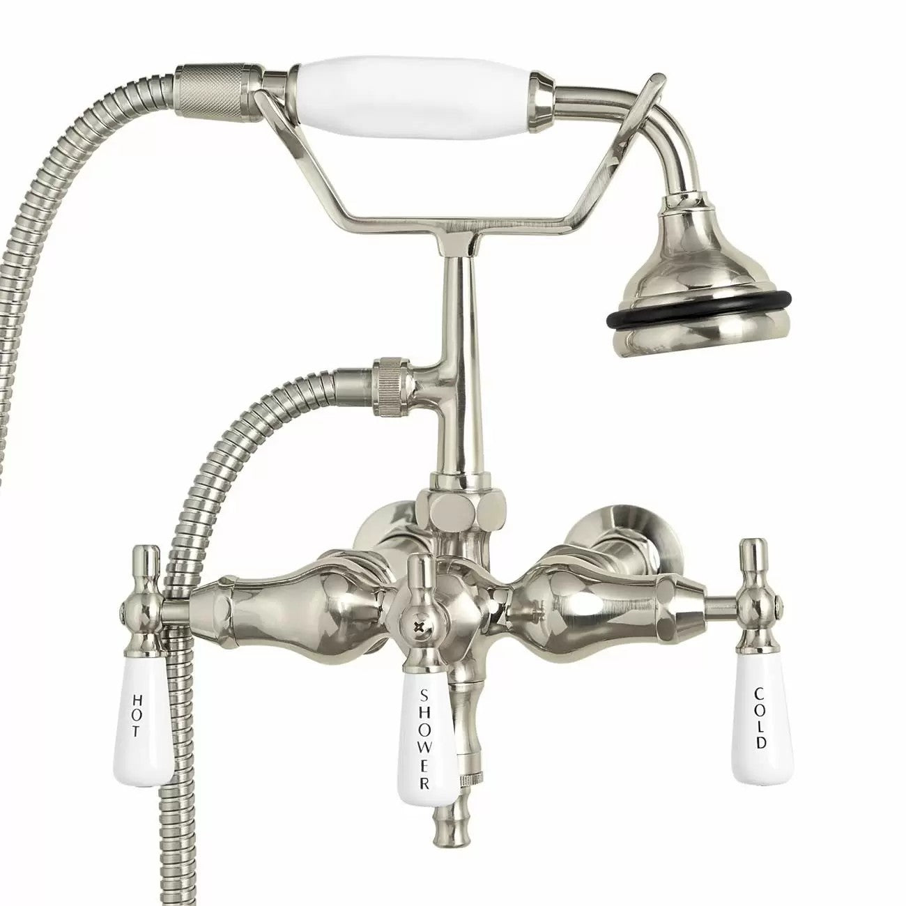 MAIDSTONE Bathroom Wall Mount Down Spout Clawfoot Tub Faucet with Handshower