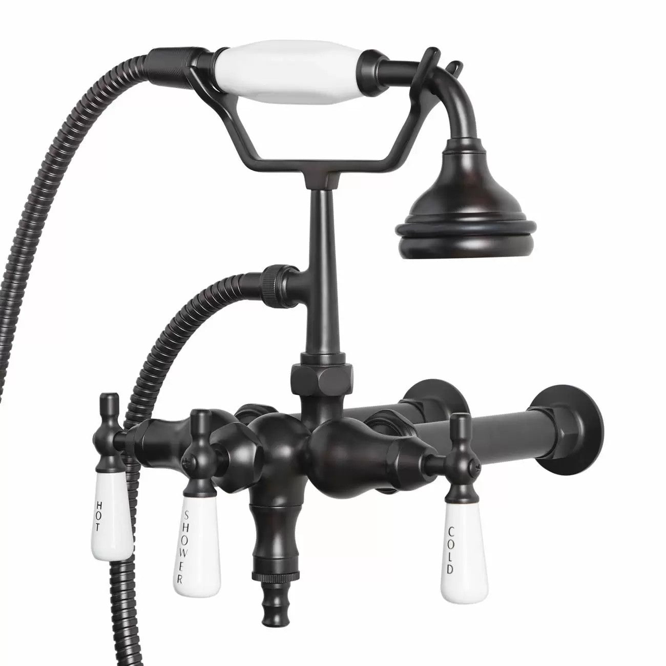 MAIDSTONE Bathroom Wall Mount Down Spout Clawfoot Tub Faucet with Handshower